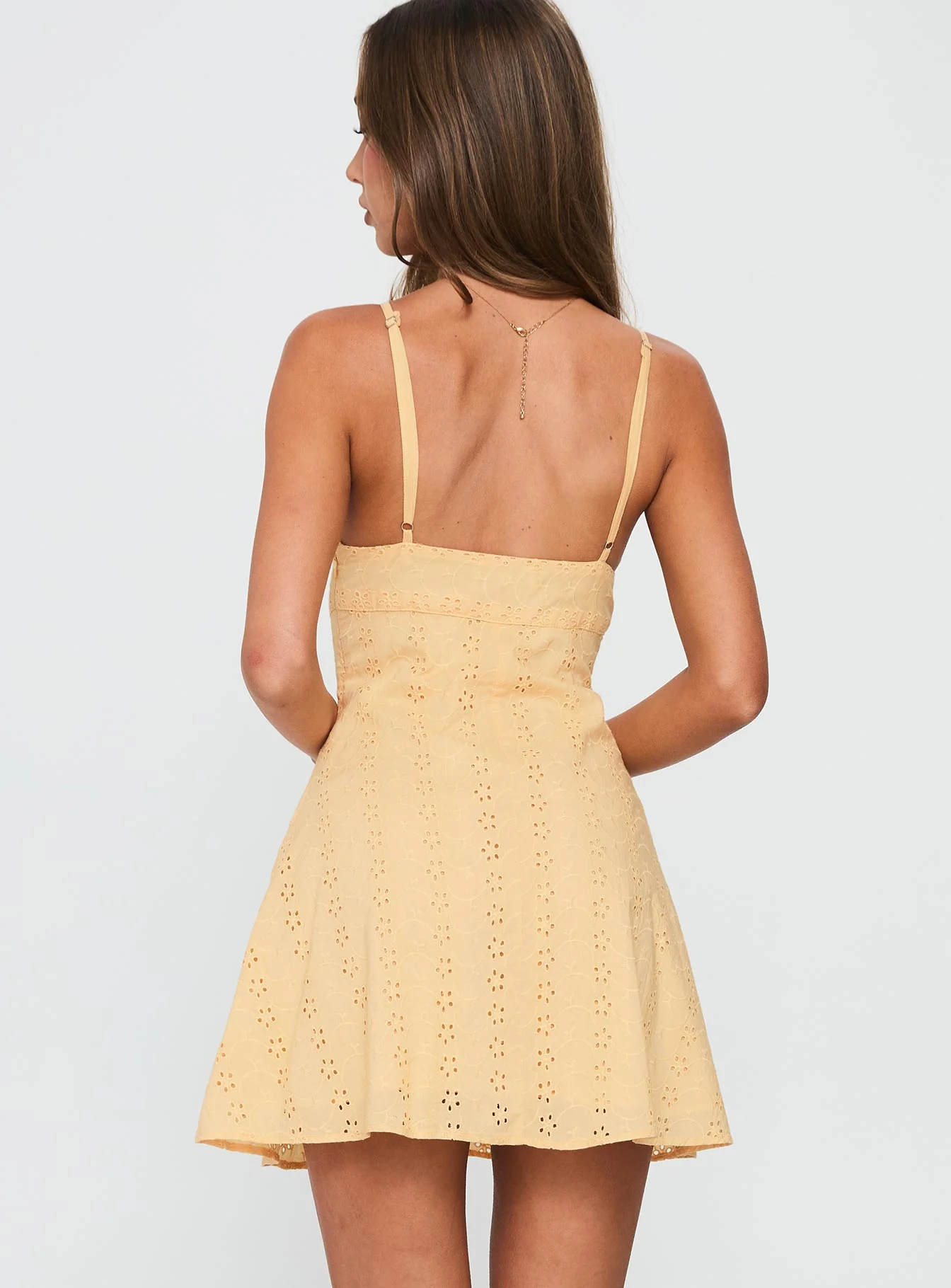 Reflections Anglaise Mini Dress Yellow