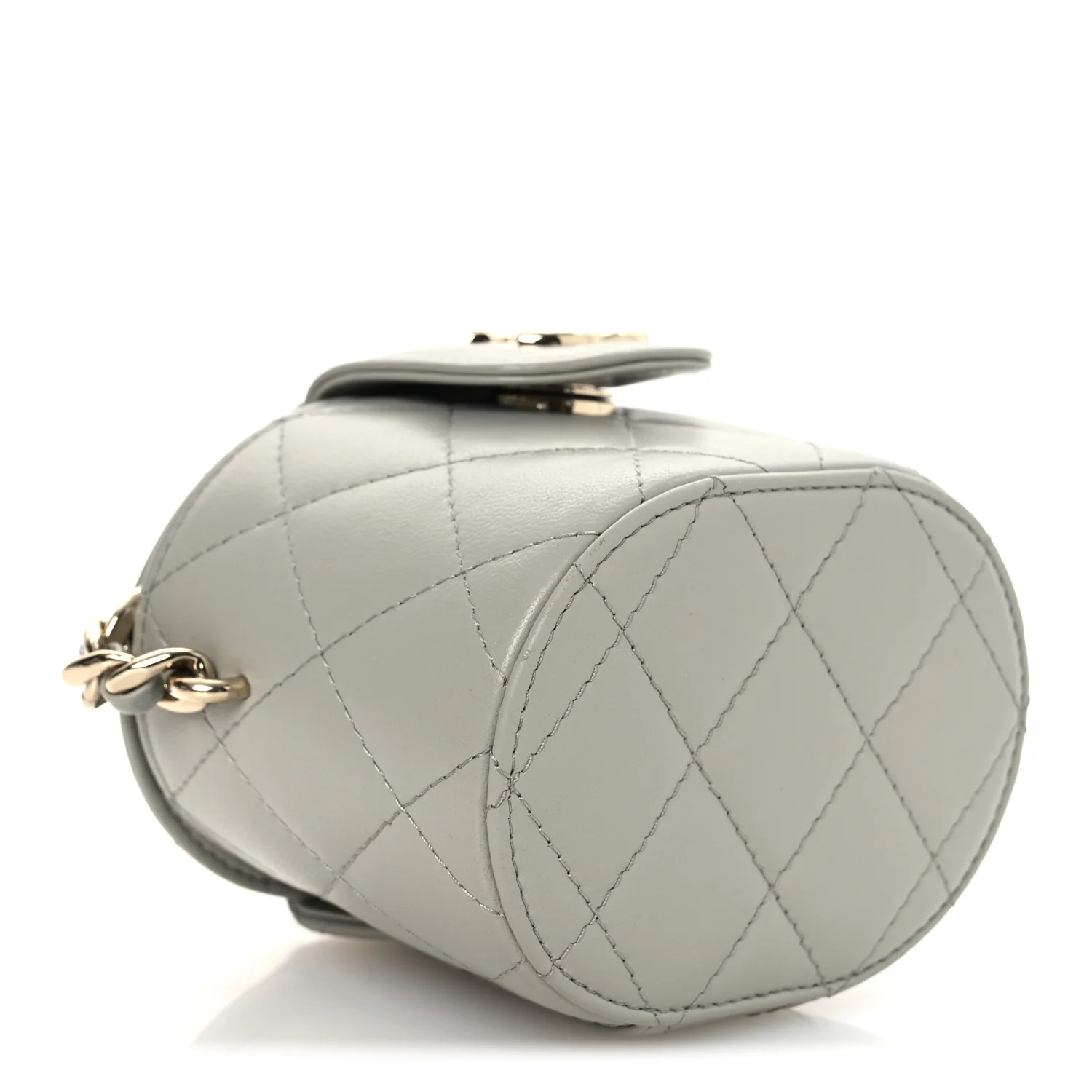 Lambskin Quilted Mini Vanity Case With Chain Grey - Top Club