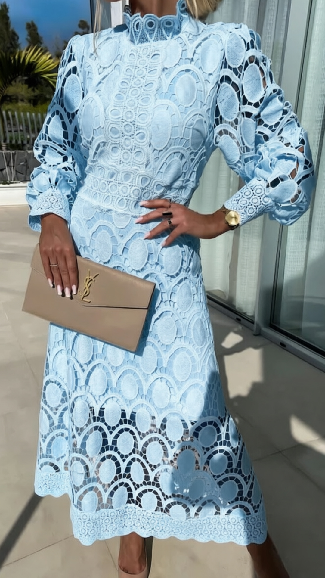 Women's Lace Cotton-Blend Midi Dress - Nordfashionstorm - Women's Clothing, Fashion for You - Nordfashionstorm.com