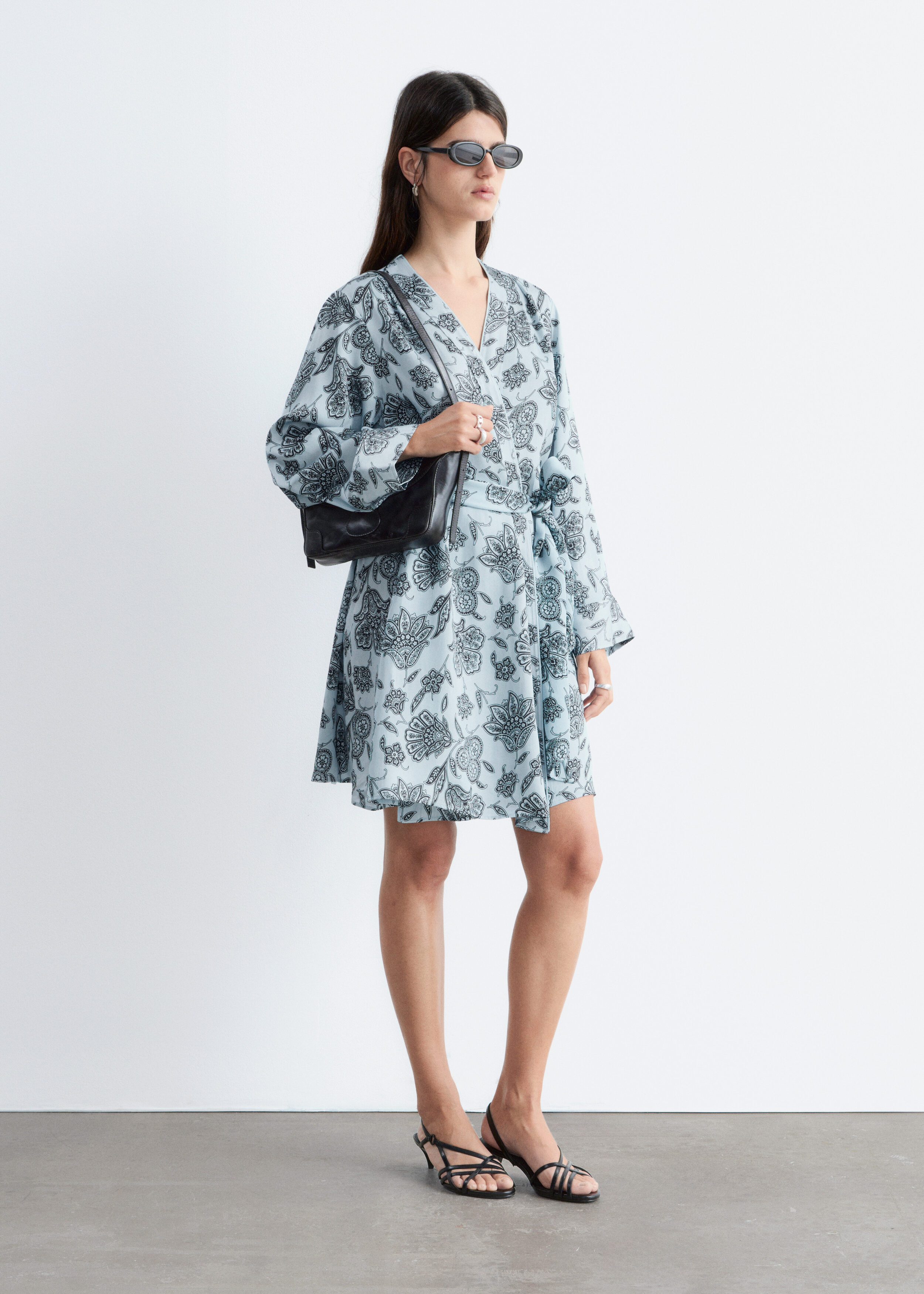 & Other Stories FLORAL WRAP MINI DRESS