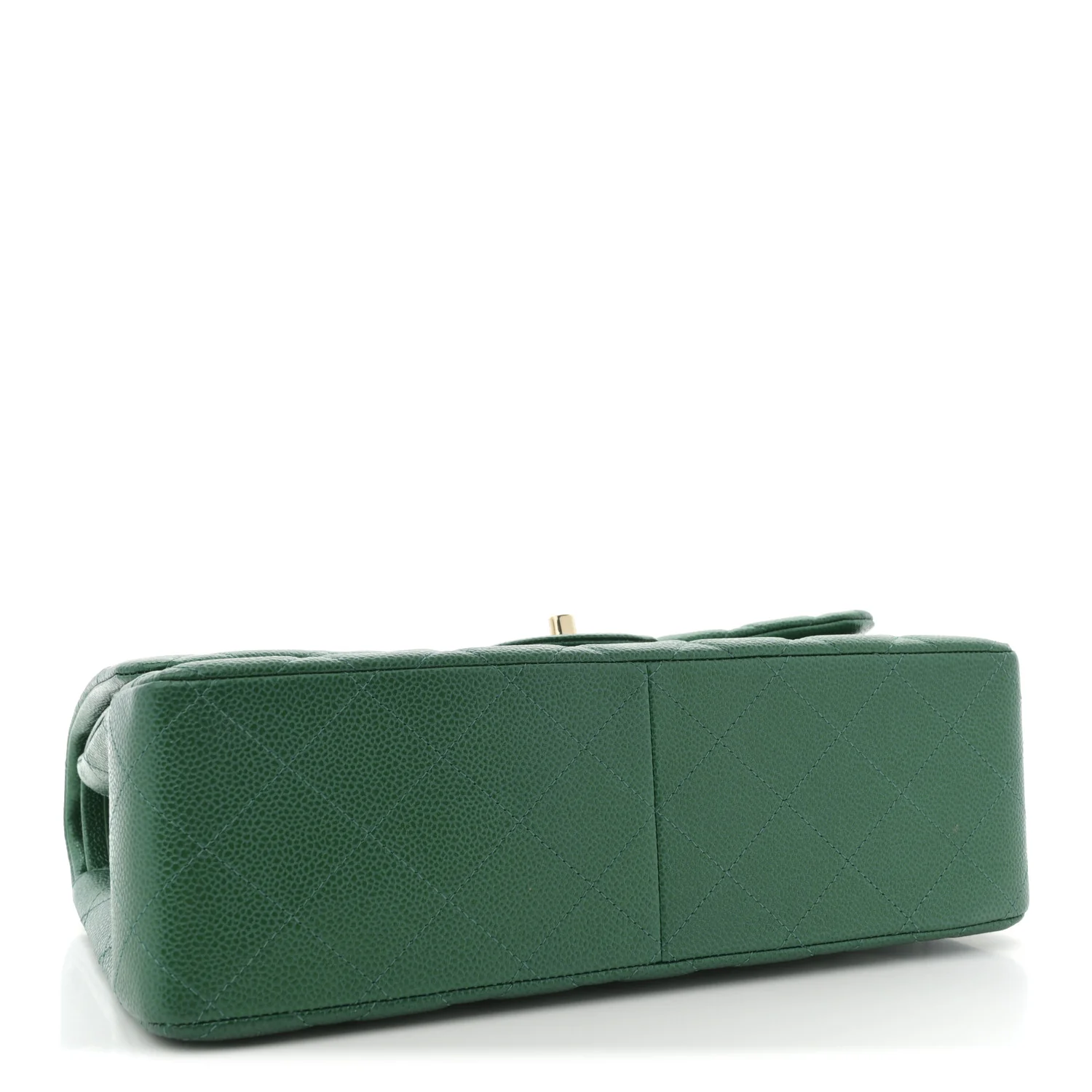 Metallic Caviar Quilted Jumbo Double Flap Green - Top Club