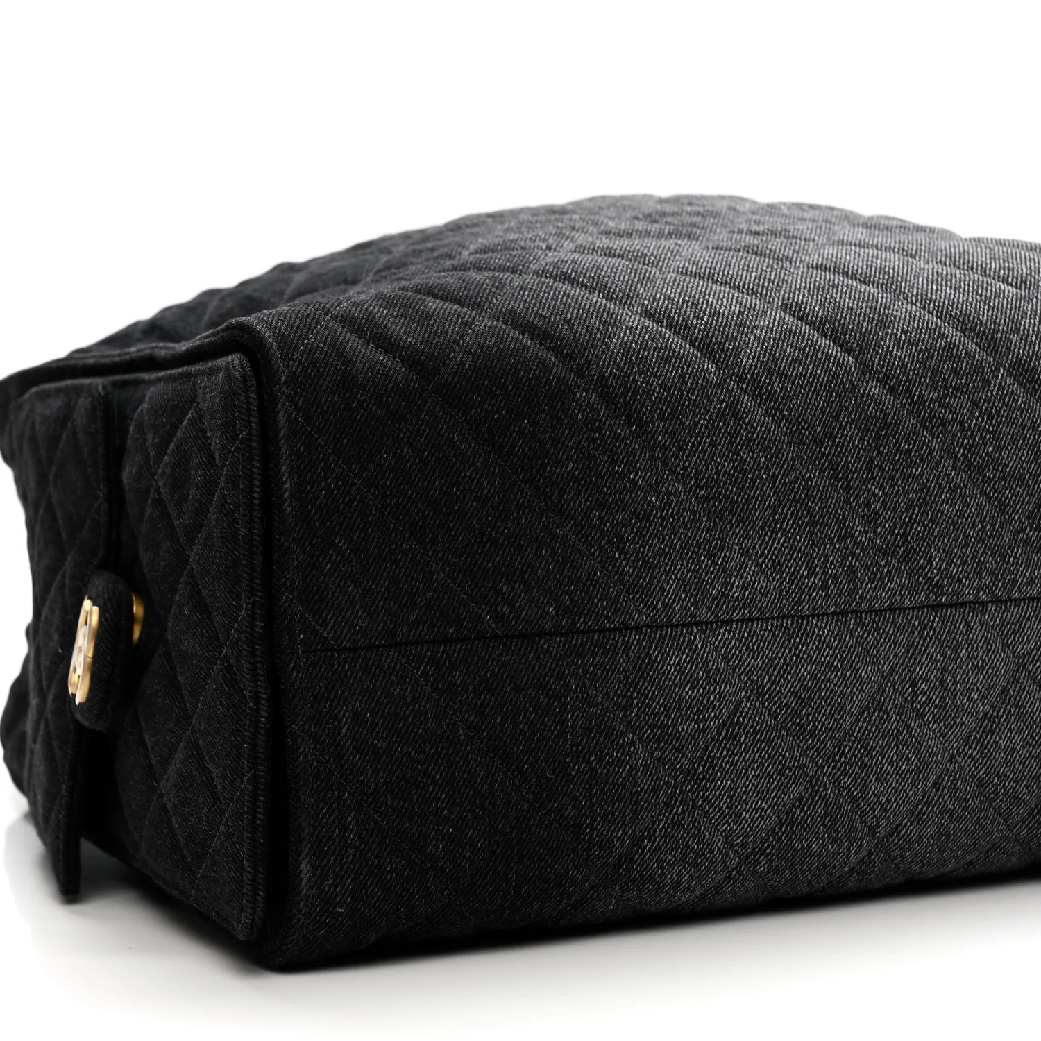Washed Denim Quilted Large Chanel 25 Handbag Black - Top Club