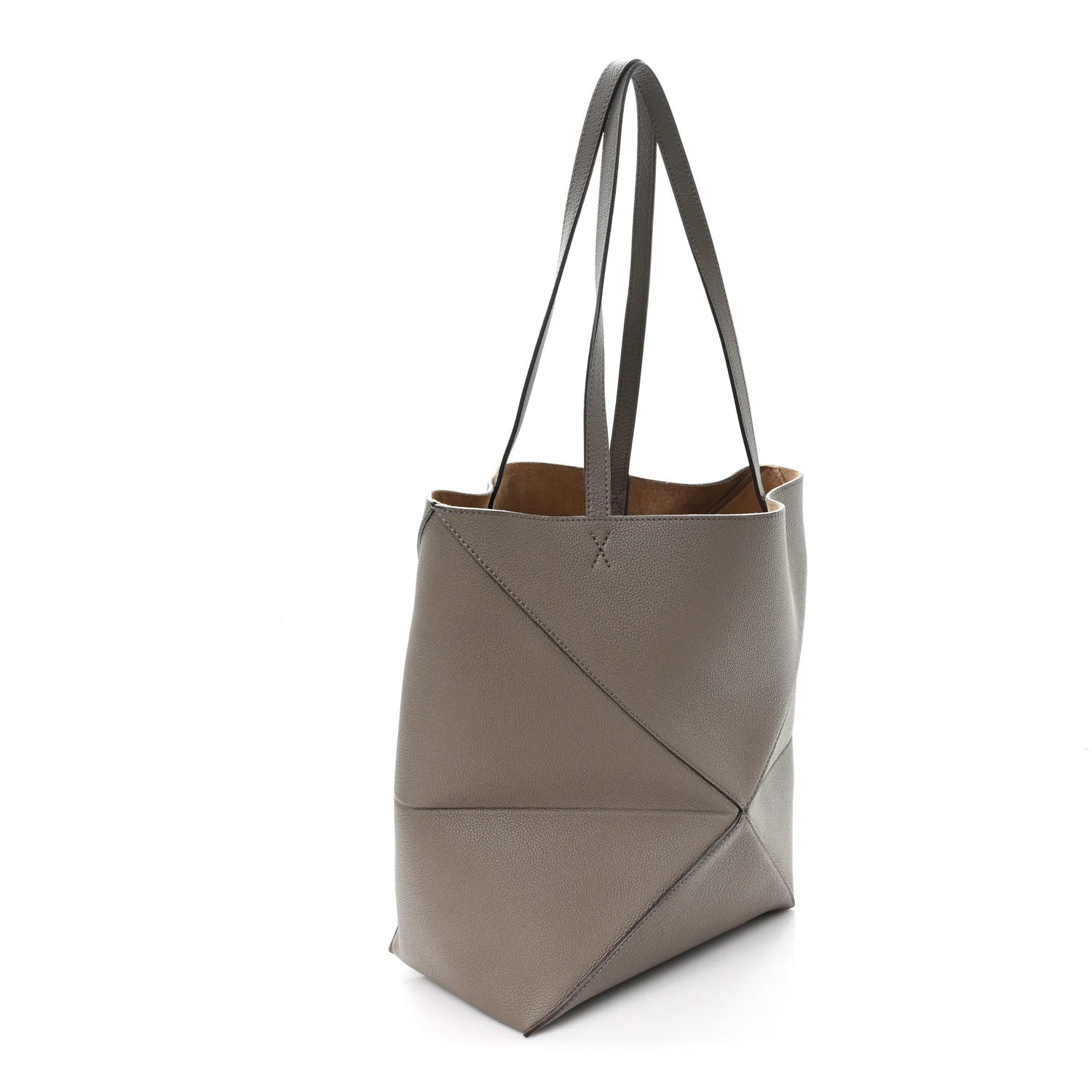 Grained Calfskin Medium Puzzle Fold Tote Taupe - Top Club