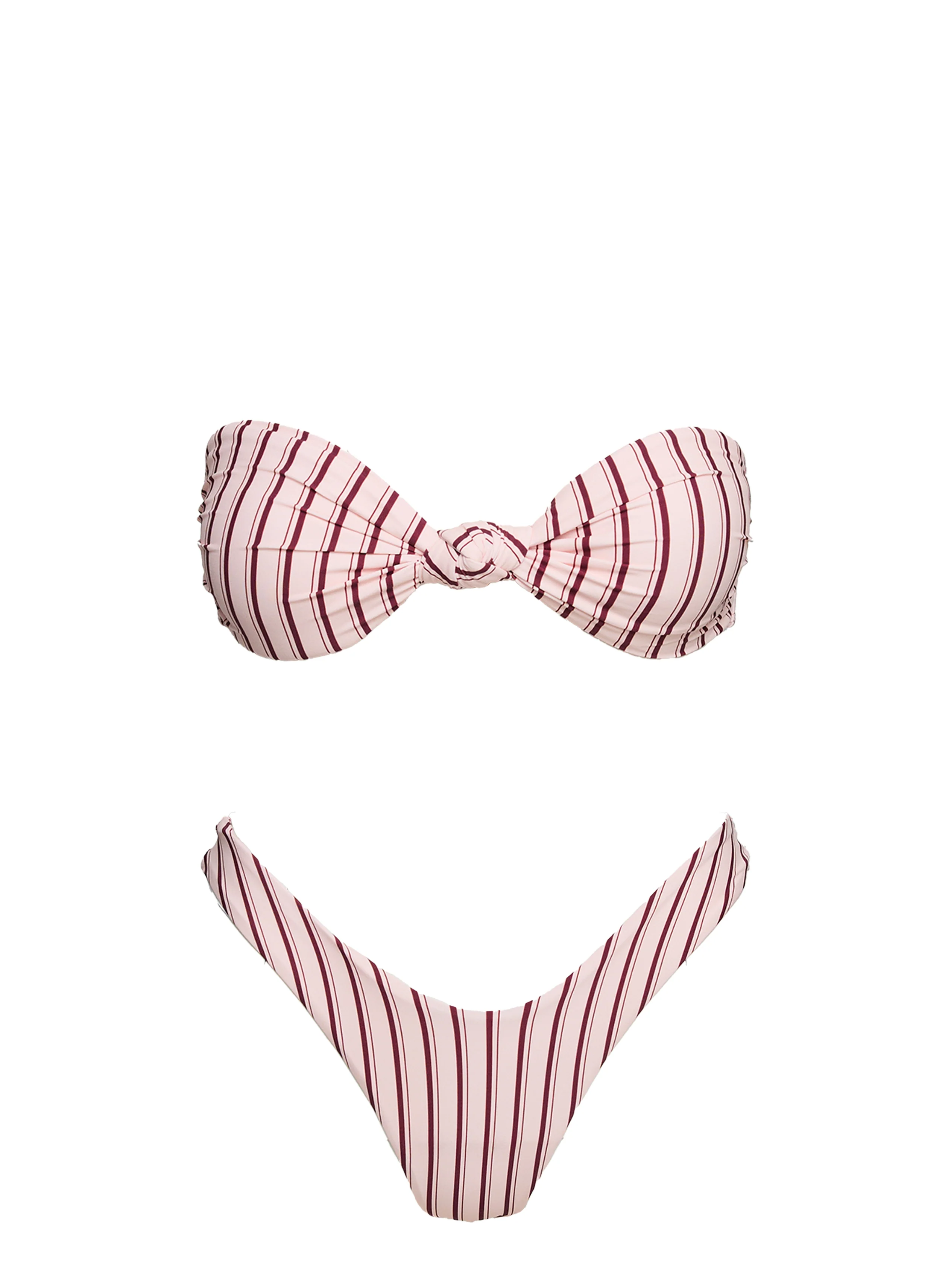 Tamrali Bandeau Bikini Top Pale Pink Stripe