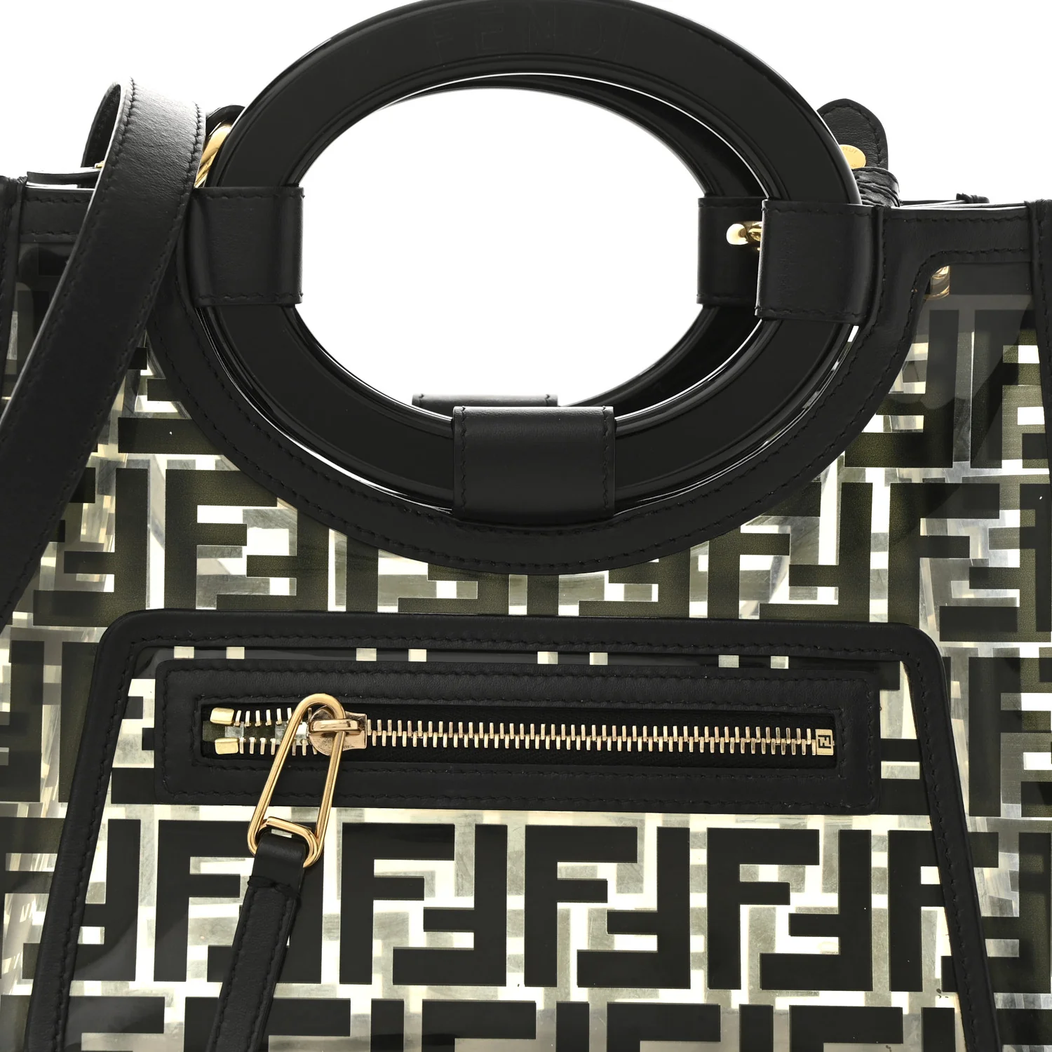 TPU FF Vitello Century Plexiglass Small Runaway Shopper Tote Black - Top Club
