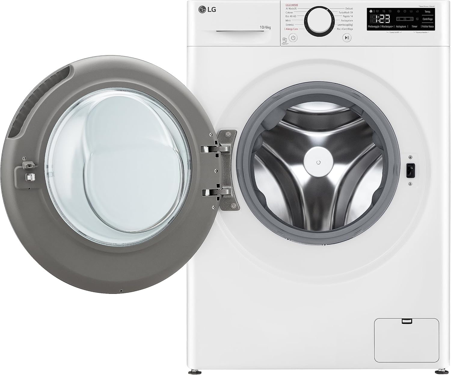 AI DD D4R5010TSWS Lavasciuga 10 / 6kg Serie R5 Classe A-10%/D, Lavatrice e Asciugatrice Insieme, 1400 giri, TurboWash360, Steam, Eco Hybrid, Allergy Care, Motore Inverter Direct Drive, Bianca
