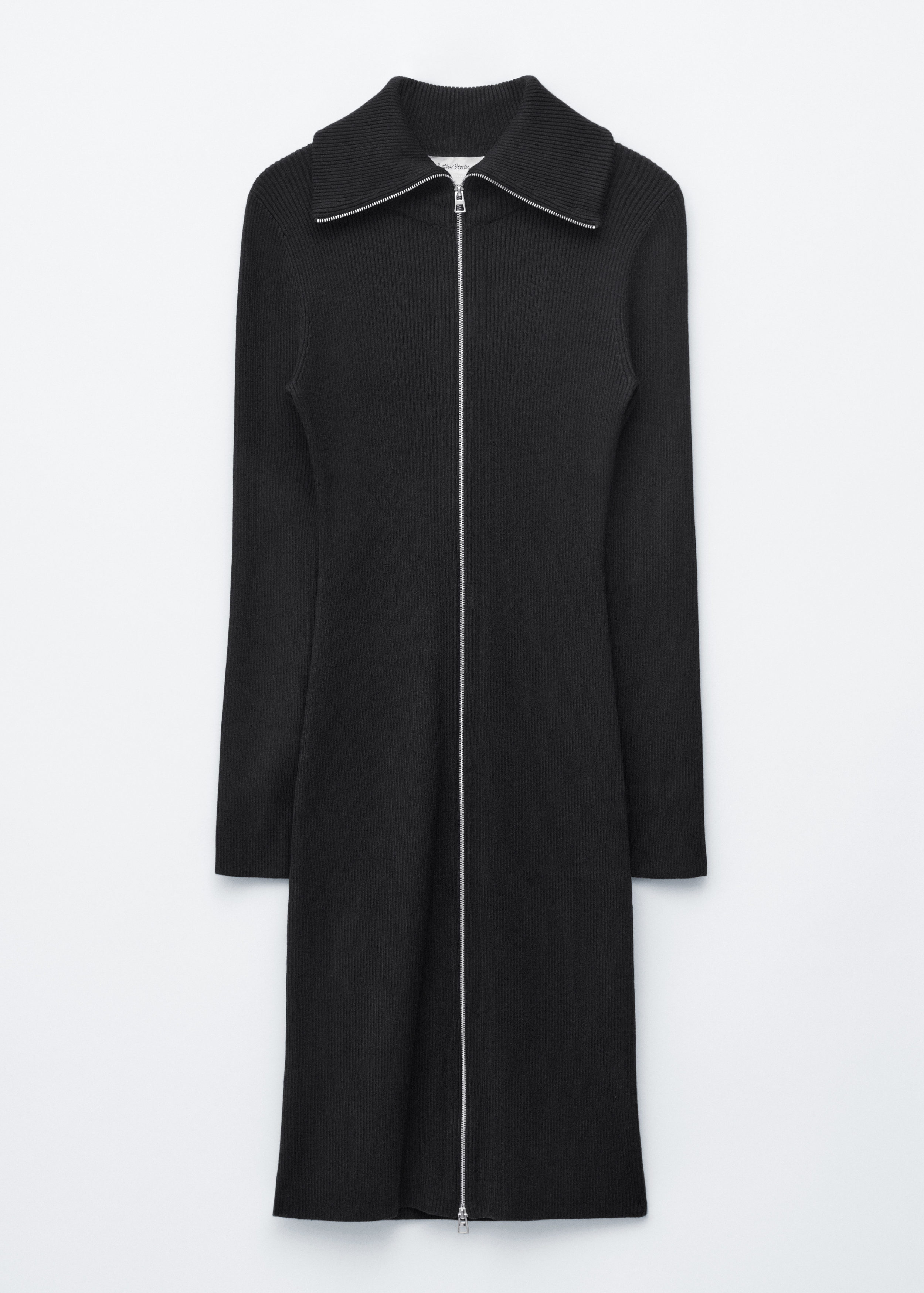 & Other Stories RIBBED ZIP-FRONT MIDI DRESS