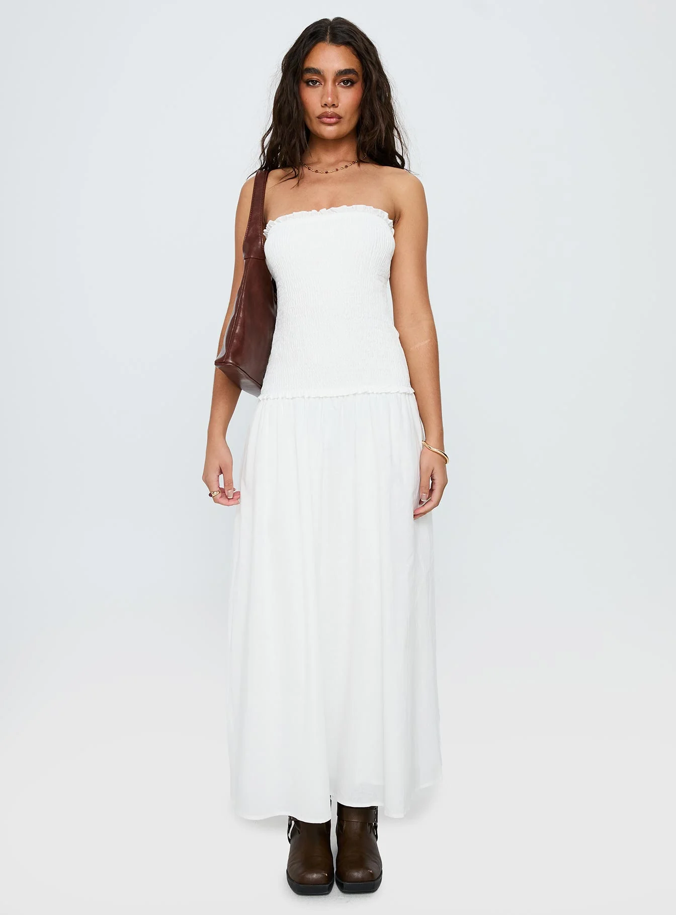 Tinsie Strapless Maxi Dress White