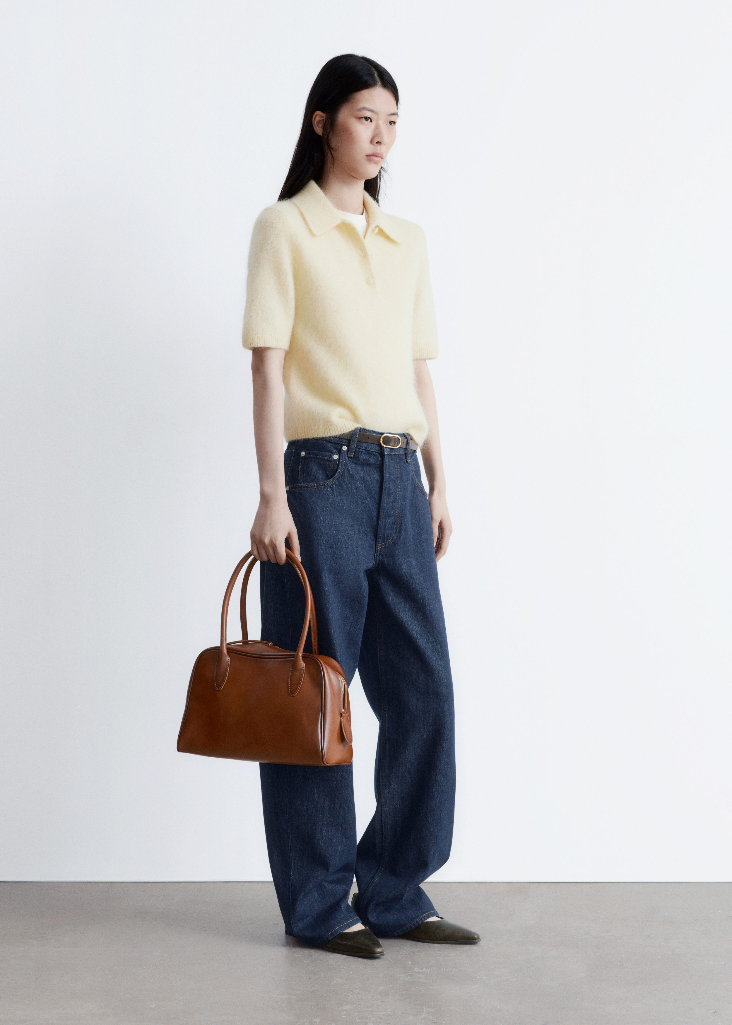 & Other Stories BRUSHED KNIT POLO T-SHIRT
