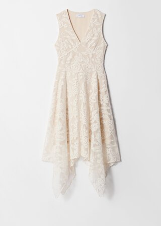 & Other Stories V-NECK LACE MIDI DRESS