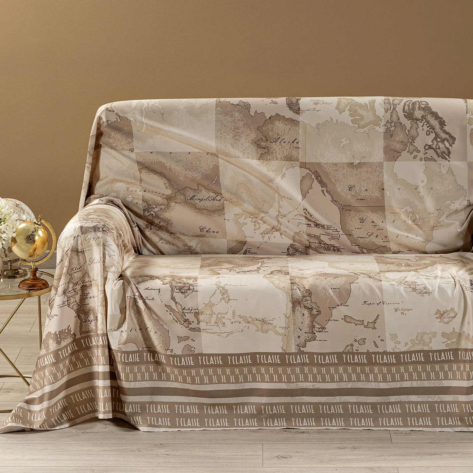 Telo Arredo Copridivano Grandecor In Raso Di Cotone Safari Patch Matrimoniale Unica Alviero Martini 1A Classe