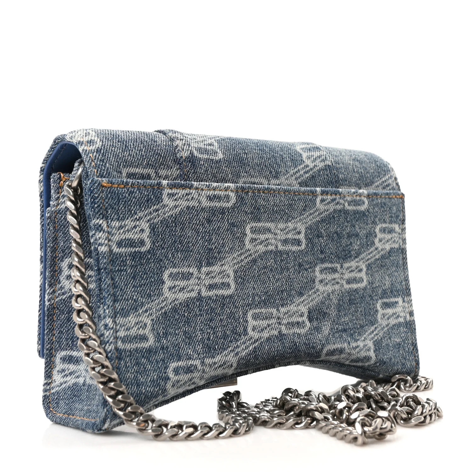 Denim BB Monogram Hourglass Chain Bag Blue - Top Club