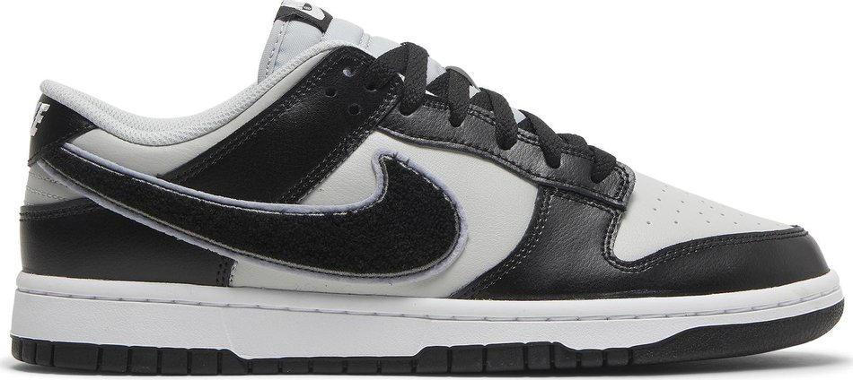 Dunk Low  Chenille Swoosh   Black Grey Fog  DQ7683-001 - Sneaker Replica Workshop