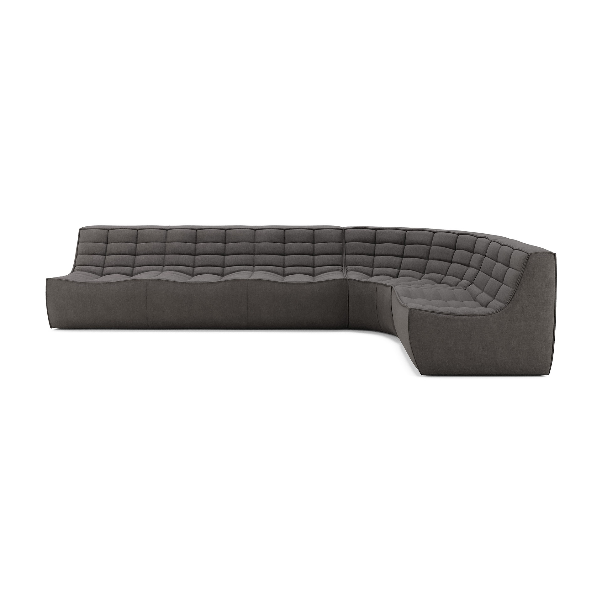 Modulaire bank N701 dark grey set 1 + 3 seat, 90° ronde hoek