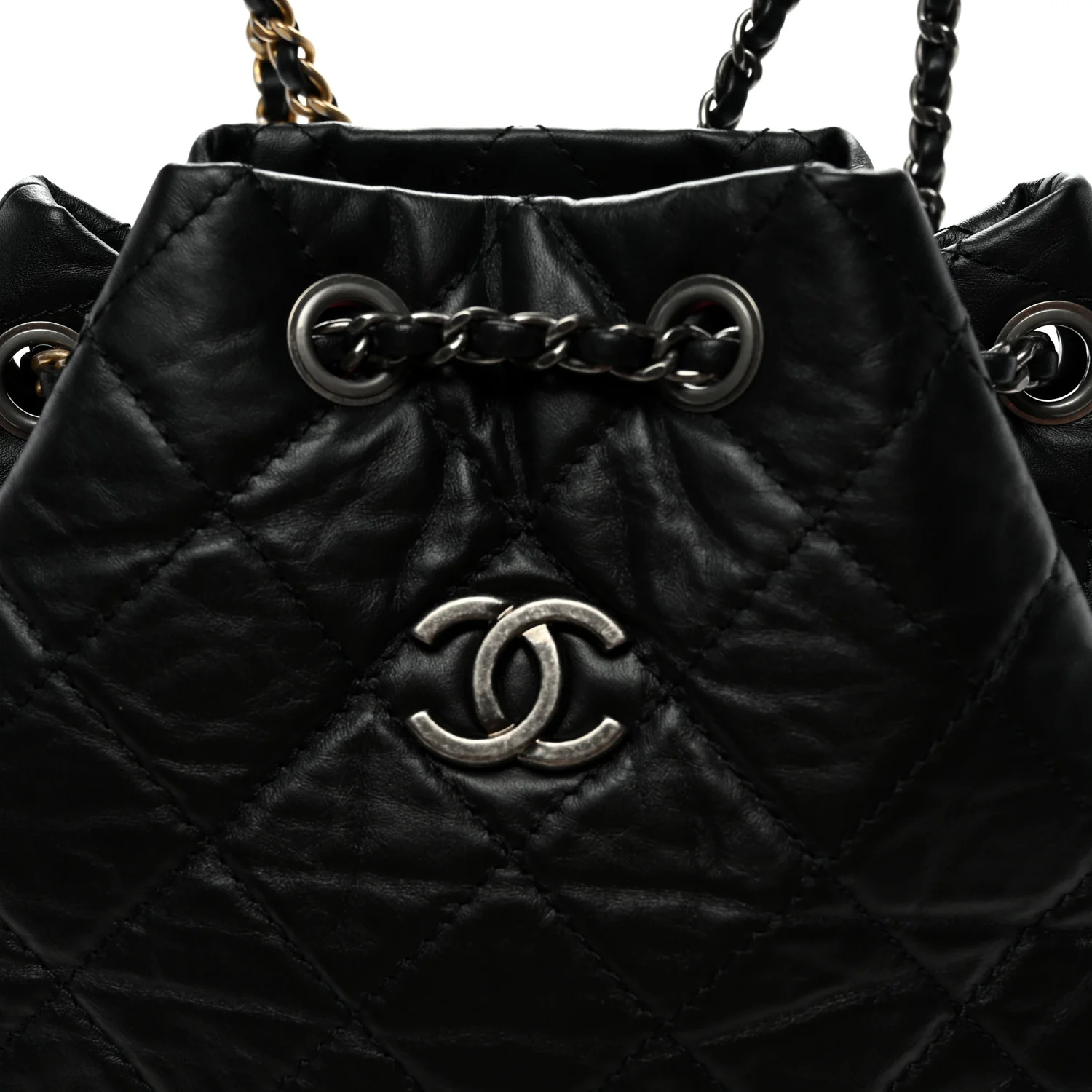 Aged Calfskin Quilted Small Gabrielle Backpack Black - Top Club