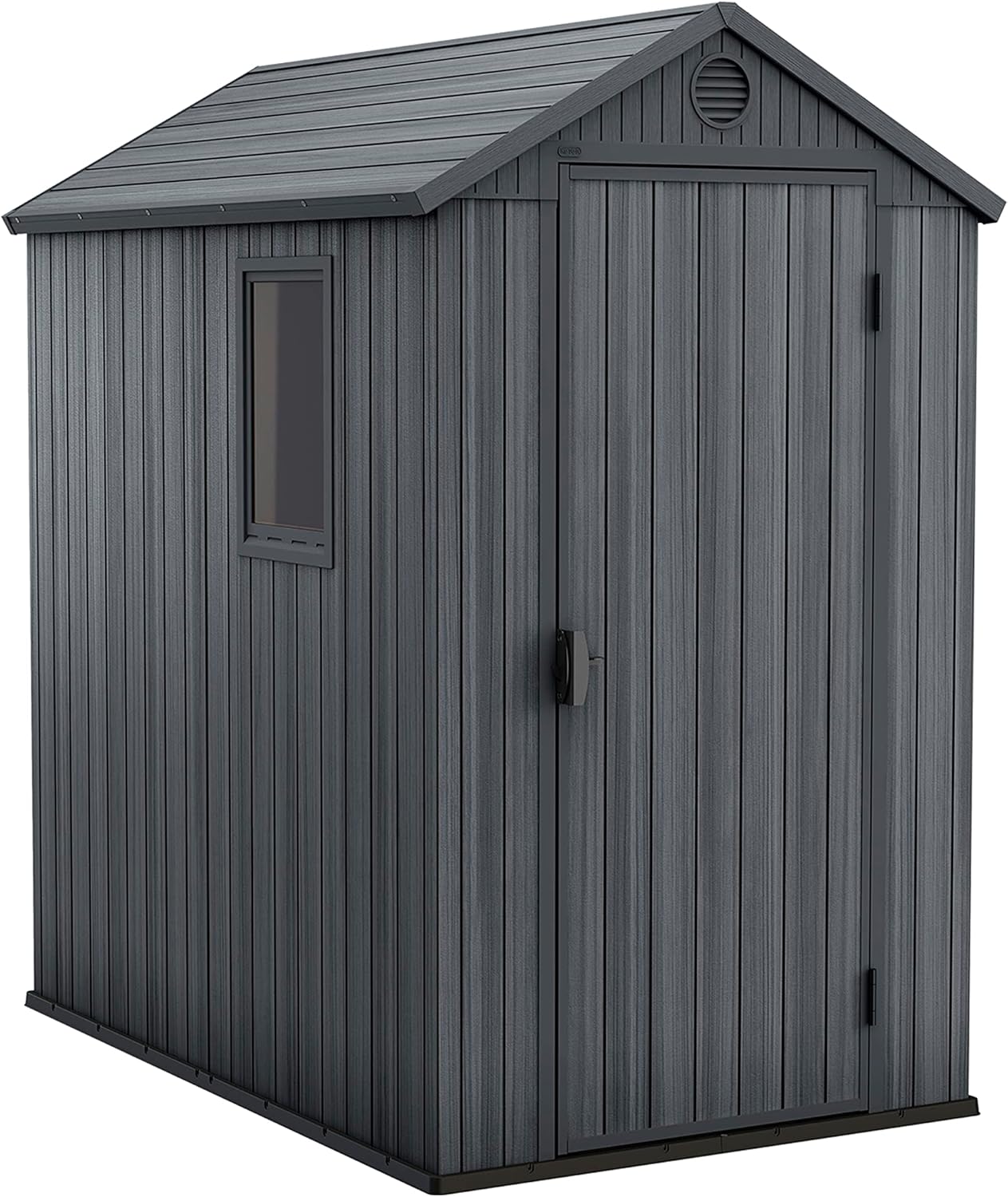 Keter Casetta da giardino Darwin 4x6, Finitura Effetto Legno Naturale, Grigia, 126x184,5x205 H Cm