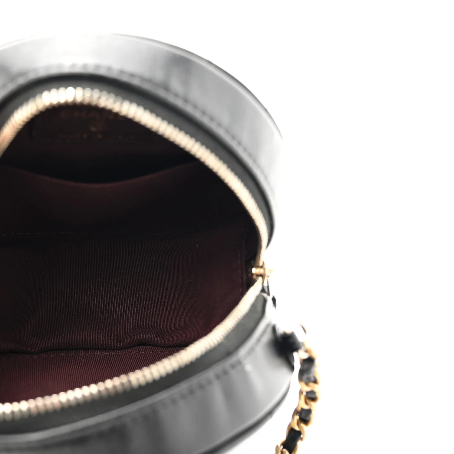 Lambskin Quilted Round Clutch With Chain Black - Top Club