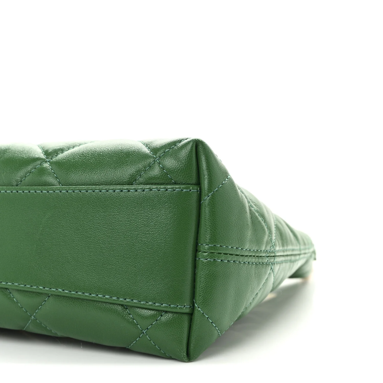 Shiny Crumpled Lambskin Quilted Small CC Funky Town Hobo Green - Top Club