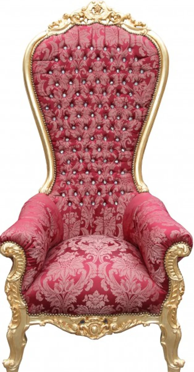 Baroque throne chair Majestic Mod2 Bordeaux pattern / gold with bling bling glitter stones - giant chair - throne chair Tron