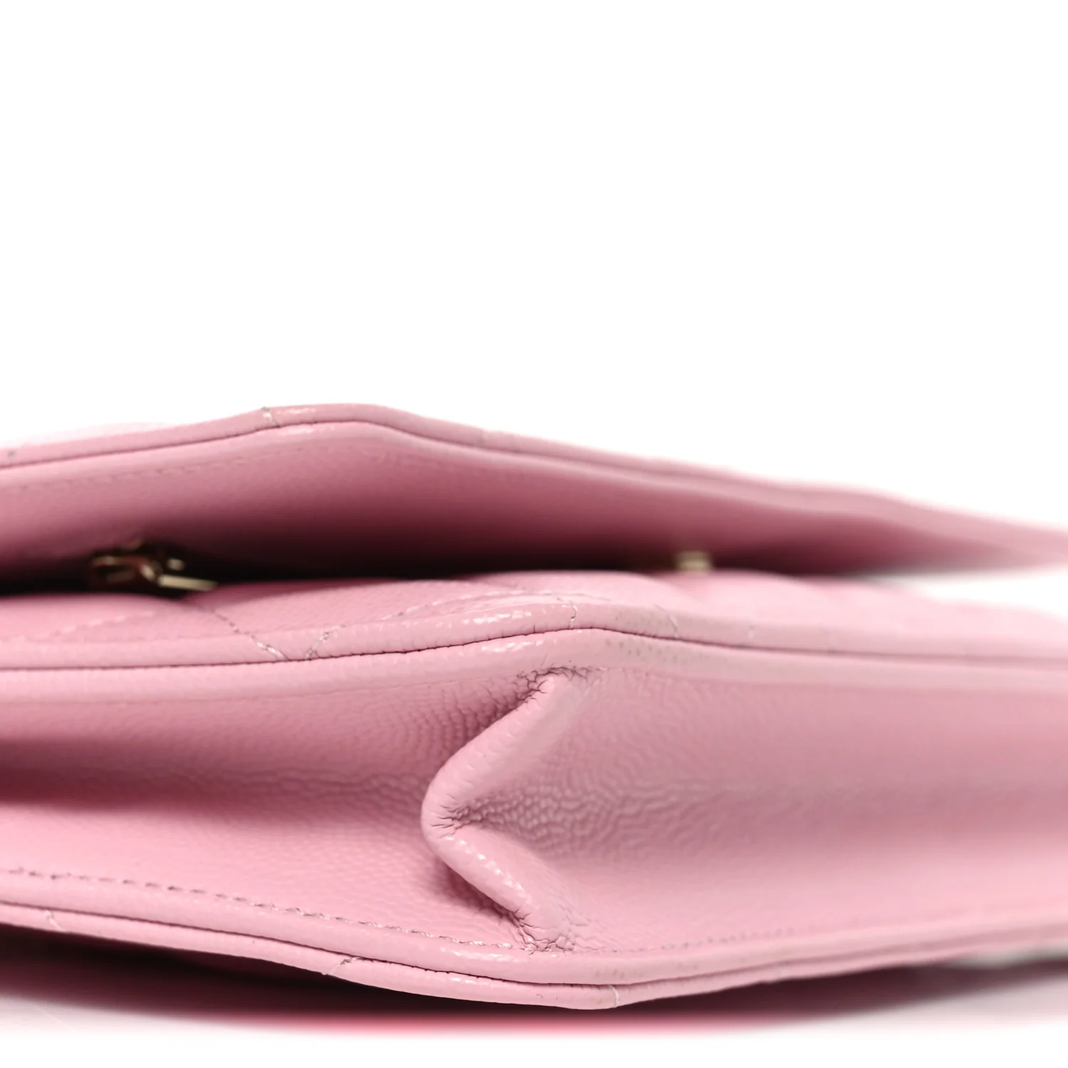 Caviar Quilted Textured CC Wallet on Chain WOC Light Pink - Top Club