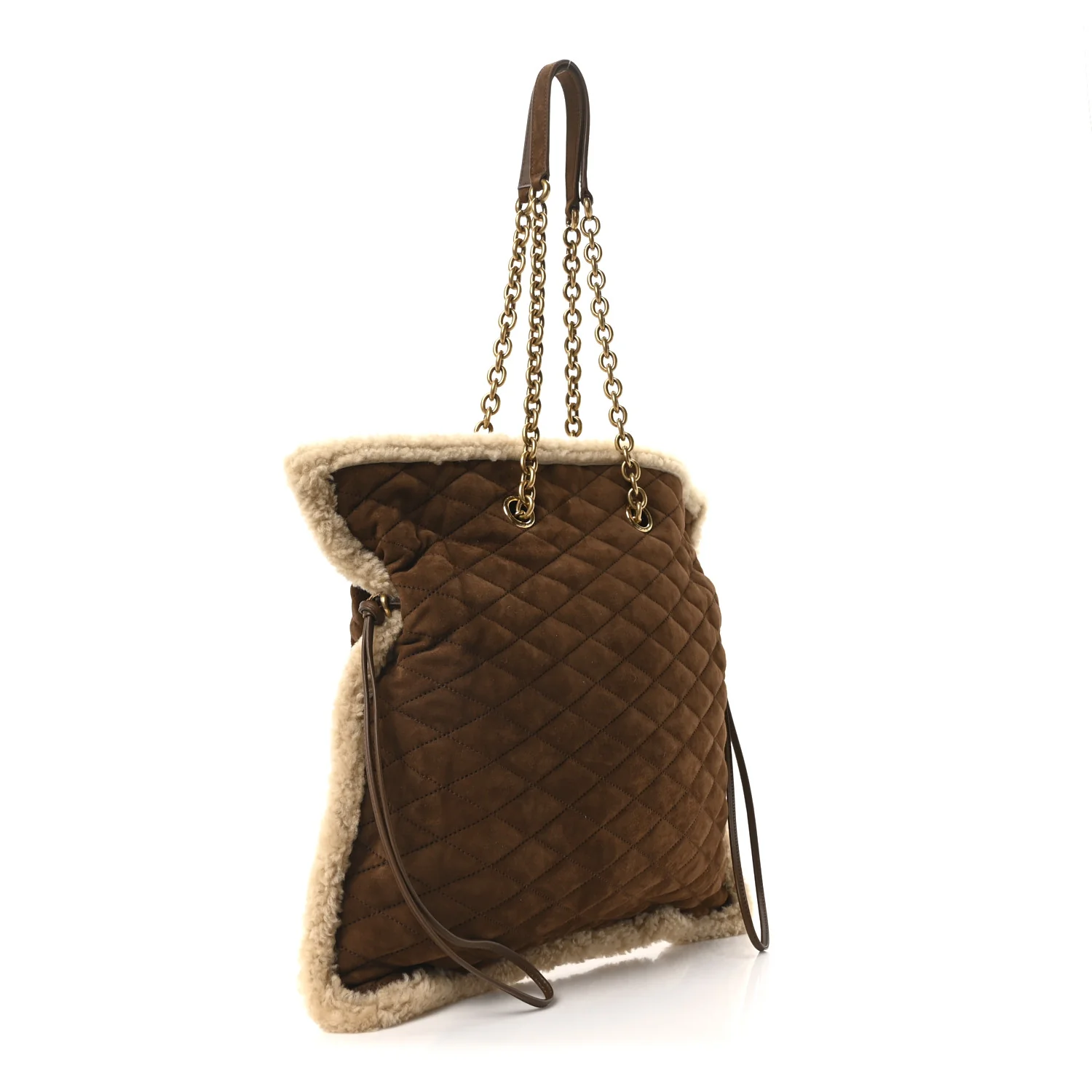 Suede Shearling Quilted Le Pochon Natural Tan - Top Club
