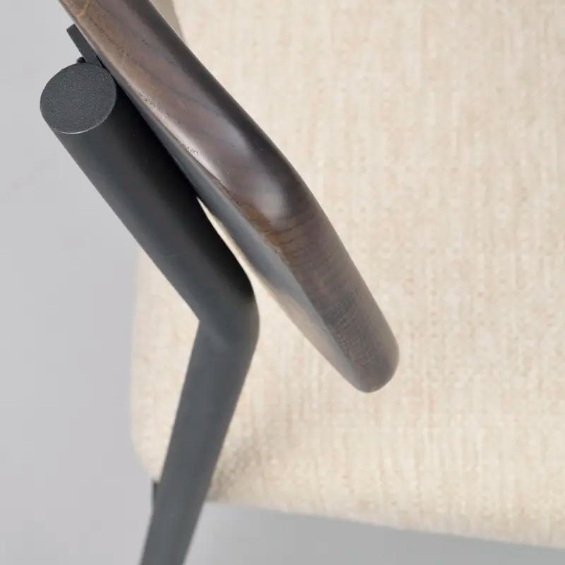 Eetkamerstoel Maymont Donkerbruin - met beige stoffen zitting