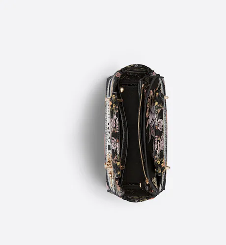 MEDIUM LADY D-LITE BAG Black Multicolor D Jardin Botanique Embroidery - Top Club