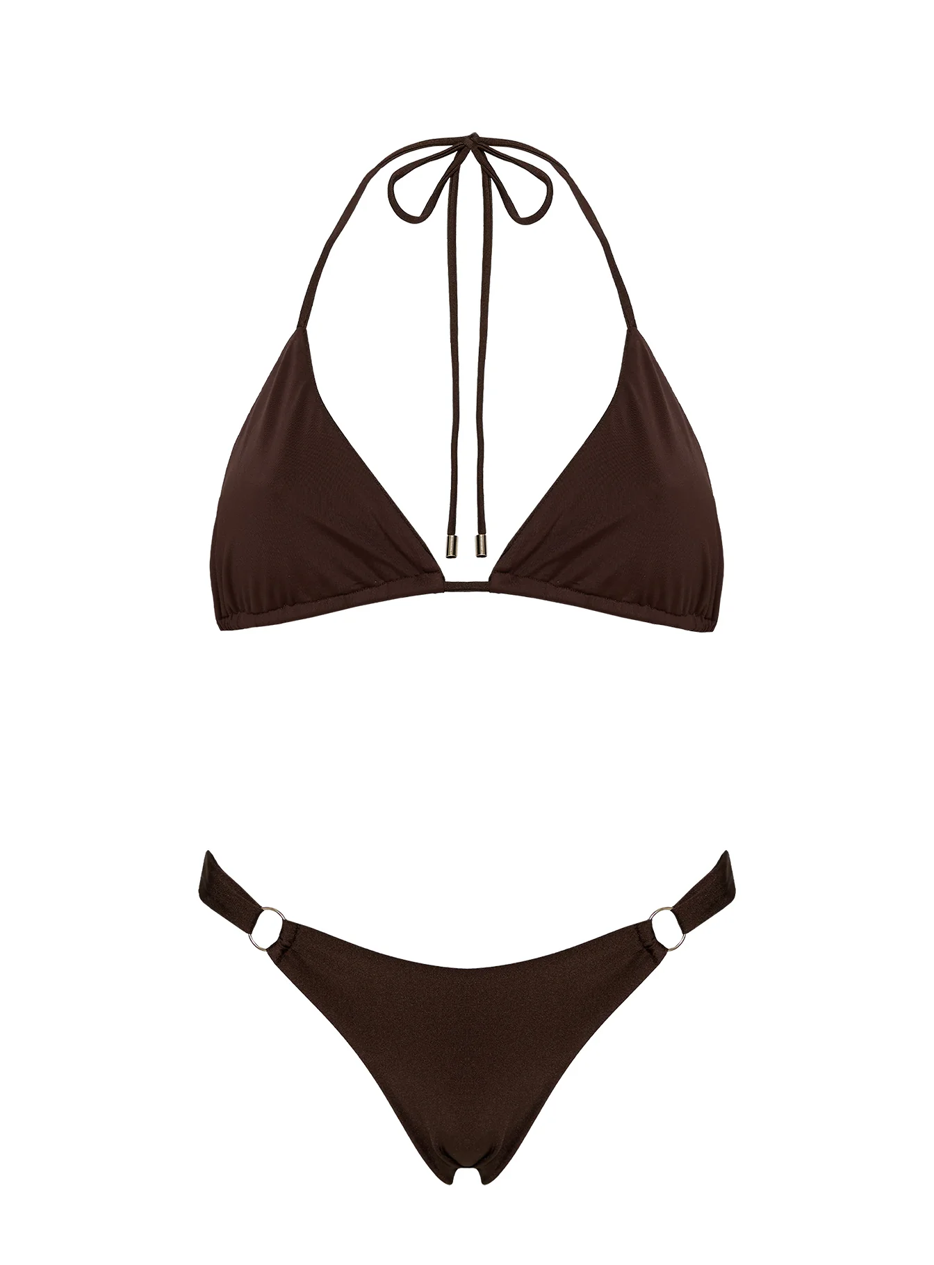 Nevaeh Shine Triangle Bikini Top Chocolate Brown
