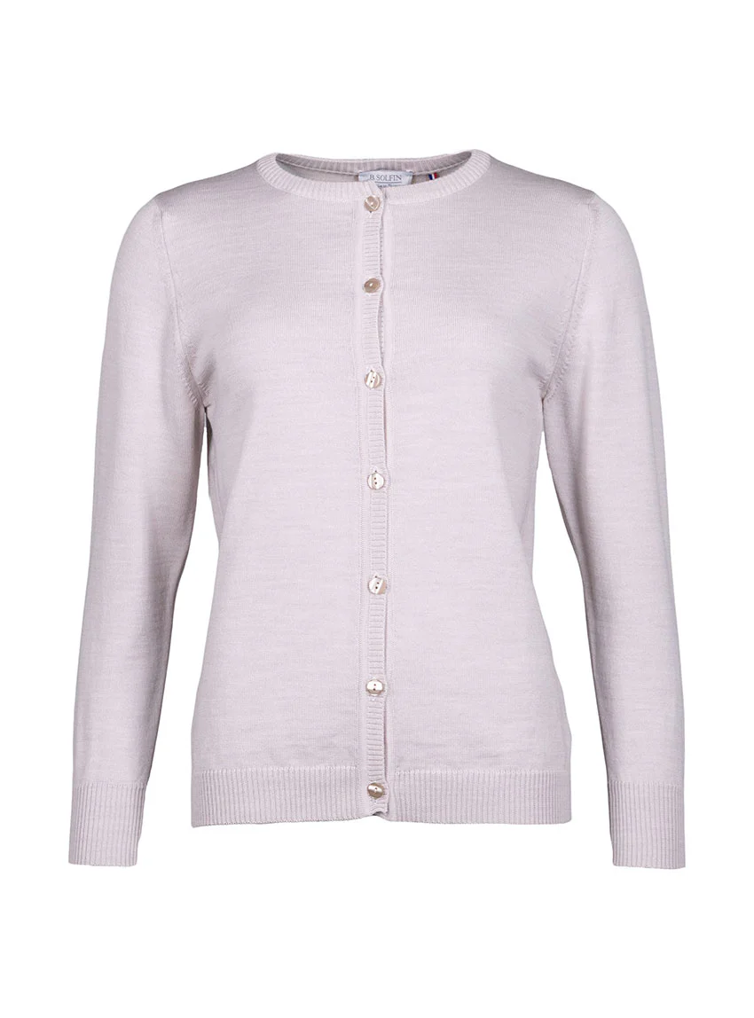 Cardigan femme en laine beige naturel