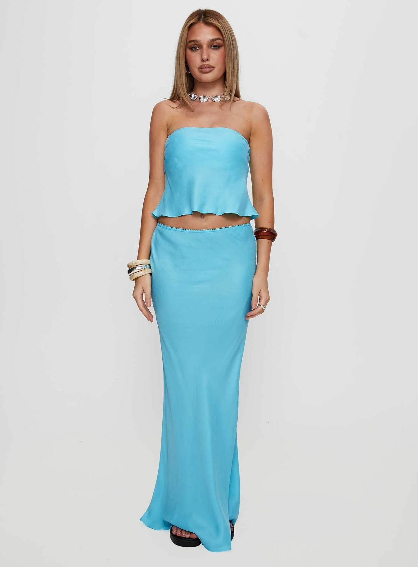 Lucelia Strapless Top Aqua