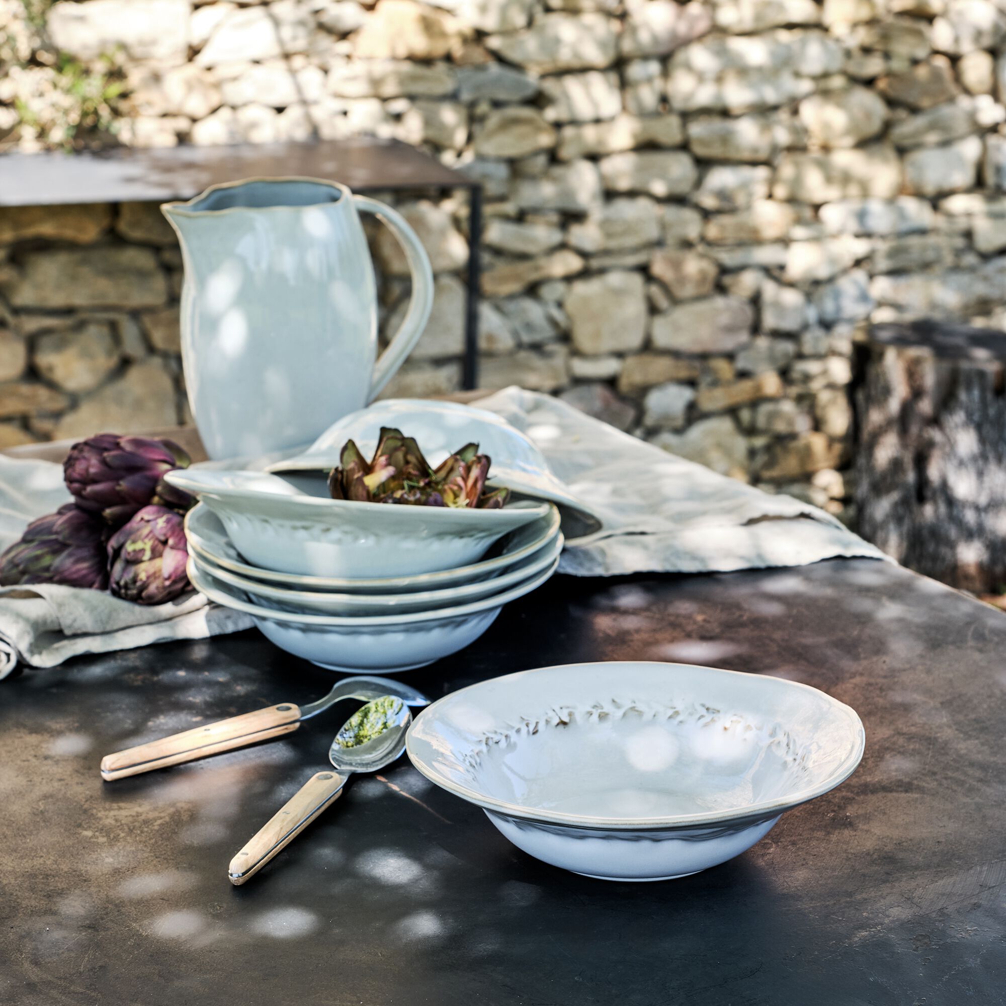 ALBA - Assiette creuse en grès D22,5cm - beige alpilles