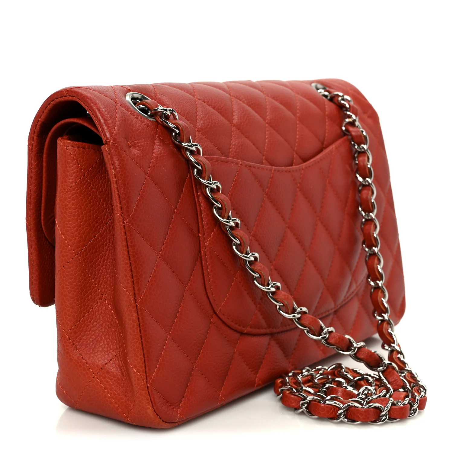 Caviar Quilted Medium Double Flap Red - Top Club