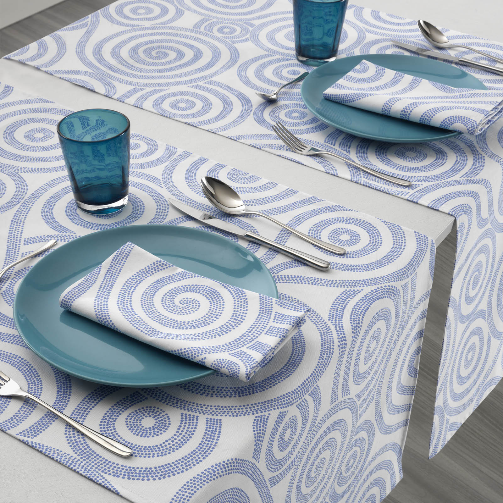 Runner In Saia Di Cotone Galassie 50X150 Azzurro Mirabello