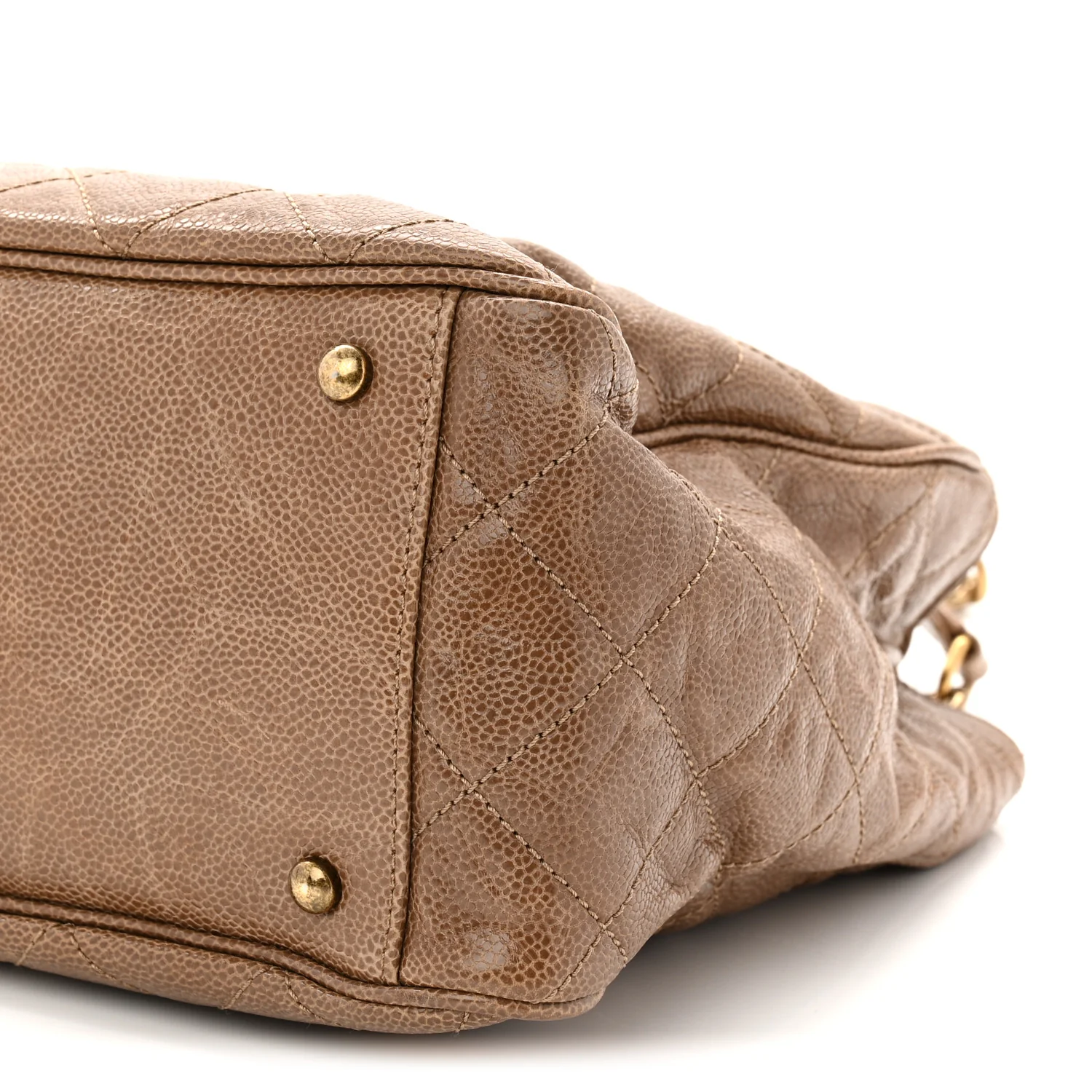 Glazed Caviar Quilted Small Shiva Tote Beige - Top Club