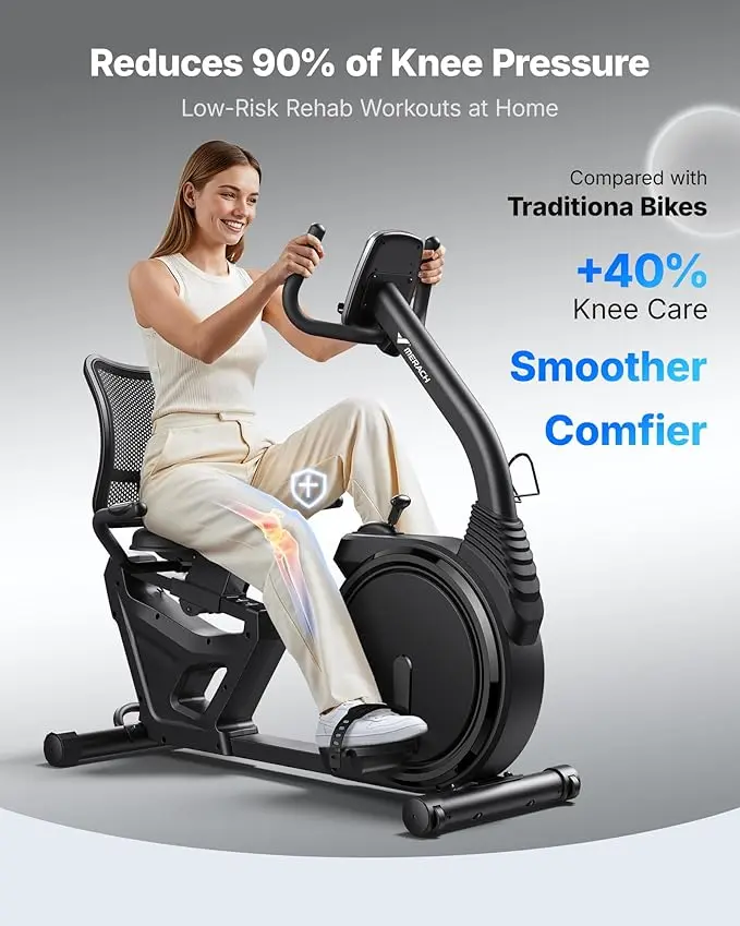 Merach Recumbent Exercise Bikes for home, Light Commercial High-end Recumbent Bike for Seniors and Adults, Magnetic Recumbent Exercise Bike with Smart Bluetooth and Exclusive App, LCD, Heart Rate Handle Summervibes