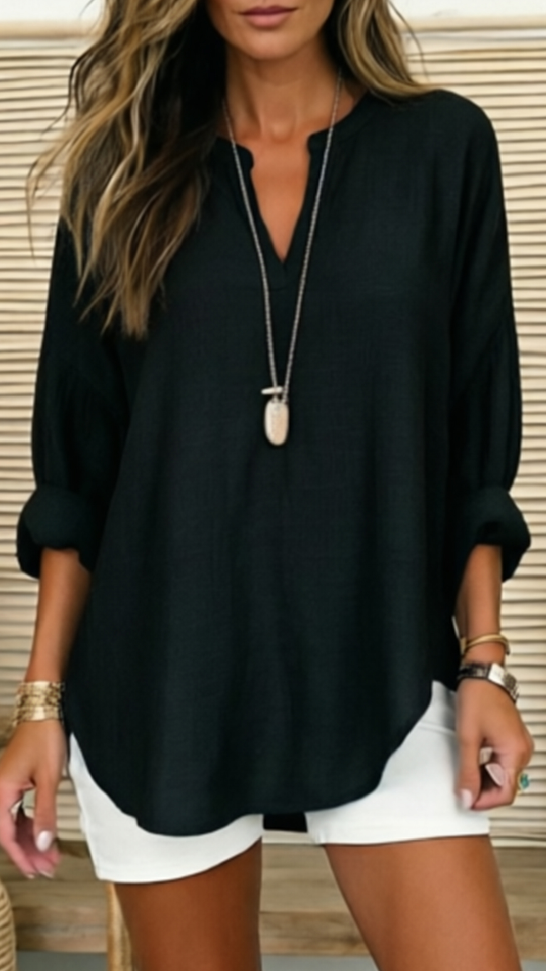 Women's Linen V-Neck Loose Shirt - Nordfashionstorm - Women's Clothing, Fashion for You - Nordfashionstorm.com