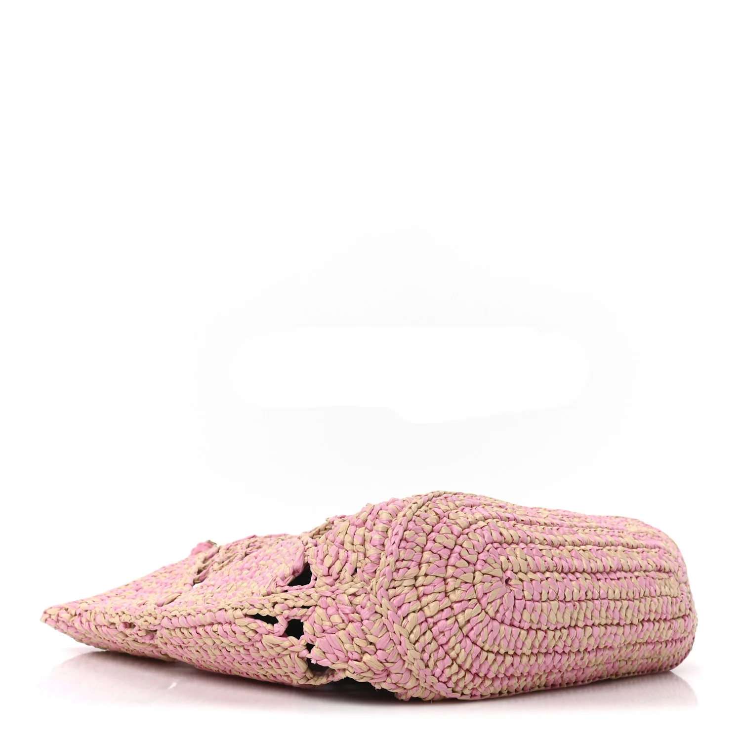 Raffia Effect Braided Small Shopping Bag Beige Pink - Top Club