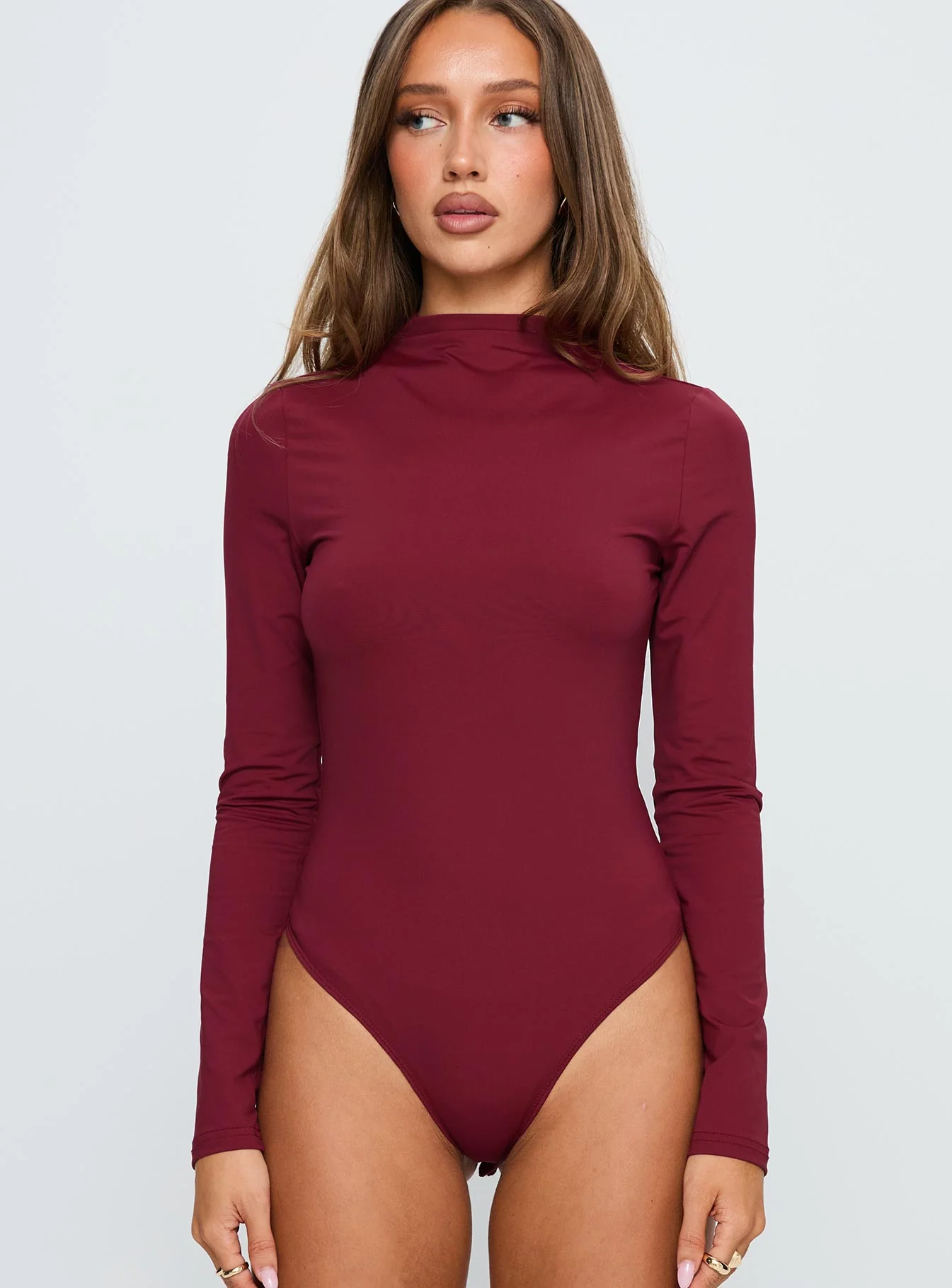 Augustness Long Sleeve Bodysuit Burgundy