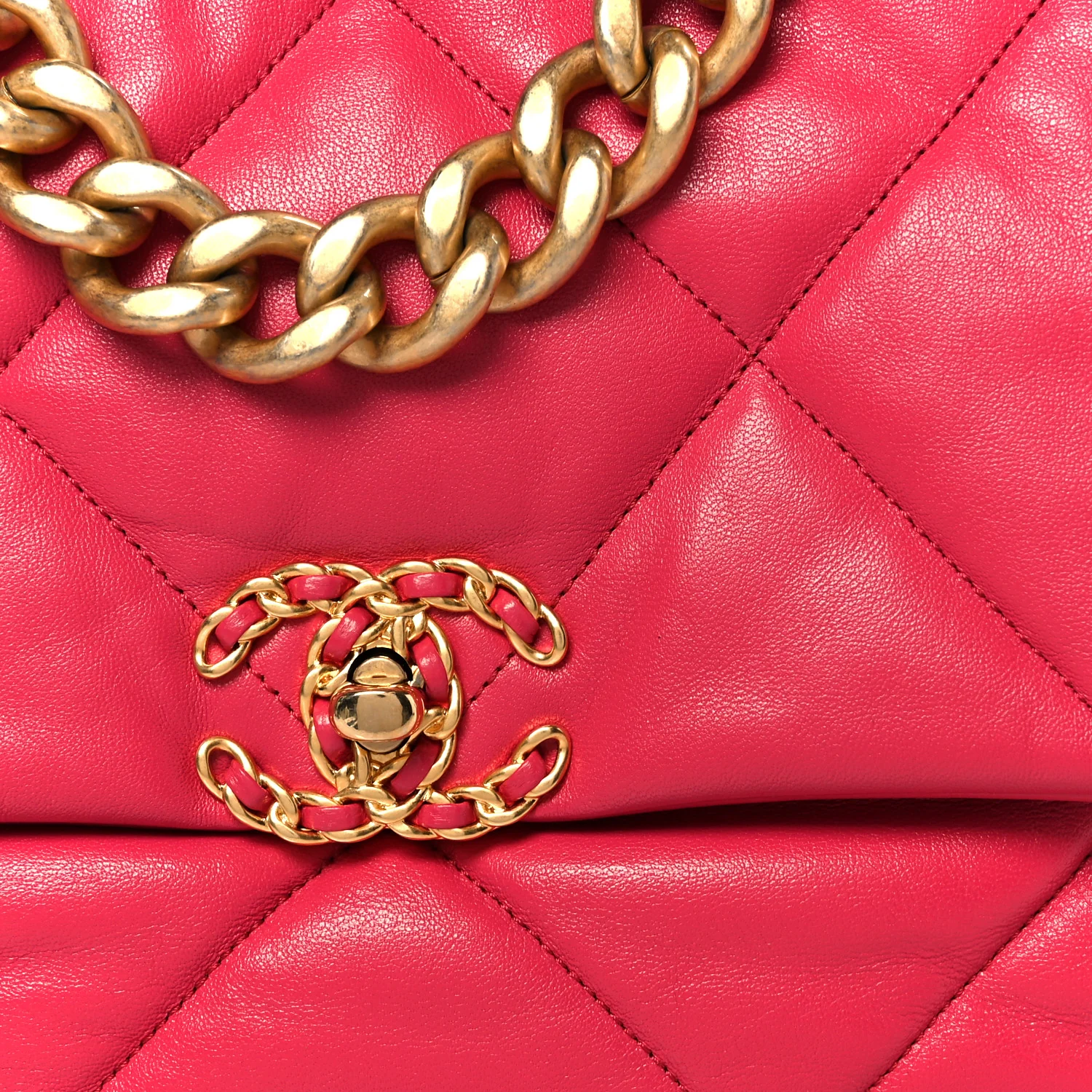 Goatskin Quilted Large Chanel 19 Flap Dark Pink - Top Club