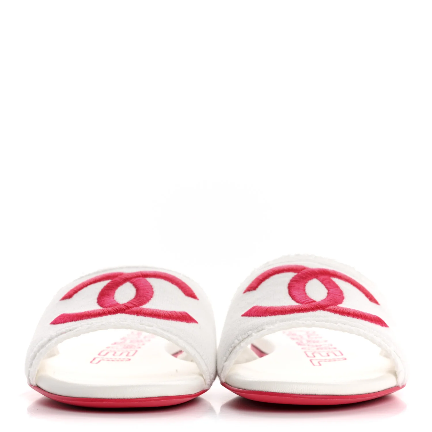 Jersey Knit CC Mules 37 White Fuchsia - Top Club