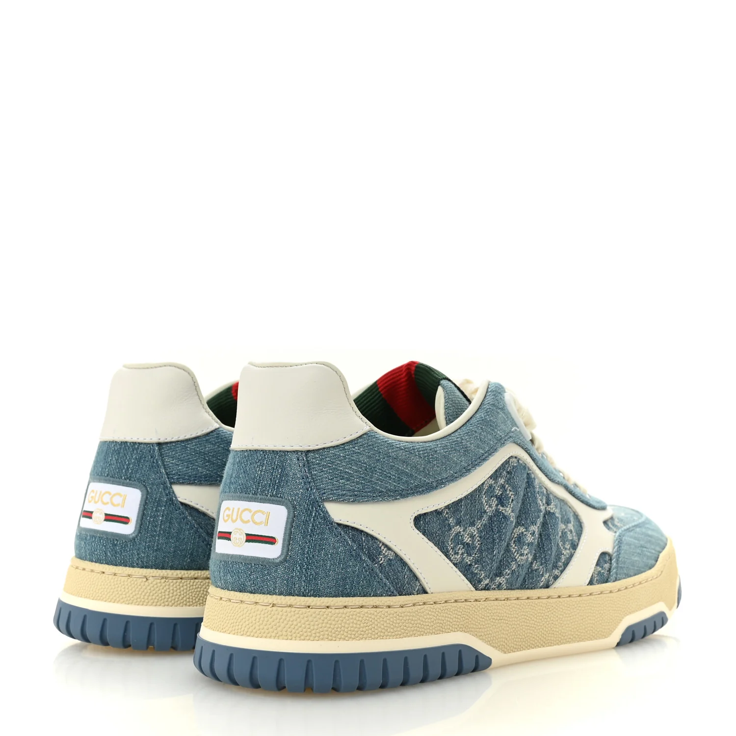 New Denim Delave GG Monogram Womens Re-Web Sneakers 40 Light Blue Royale - Top Club