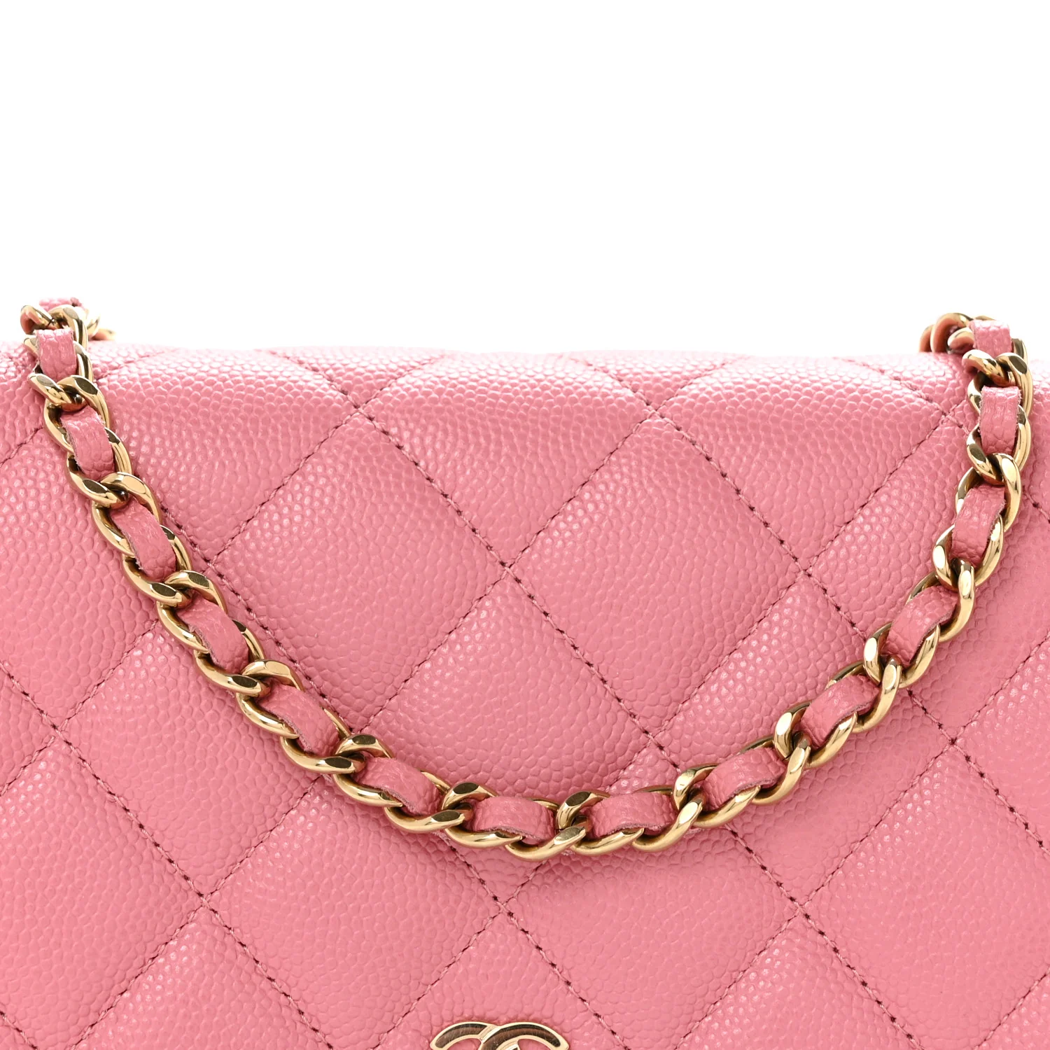 Caviar Quilted Wallet on Chain WOC Pink - Top Club