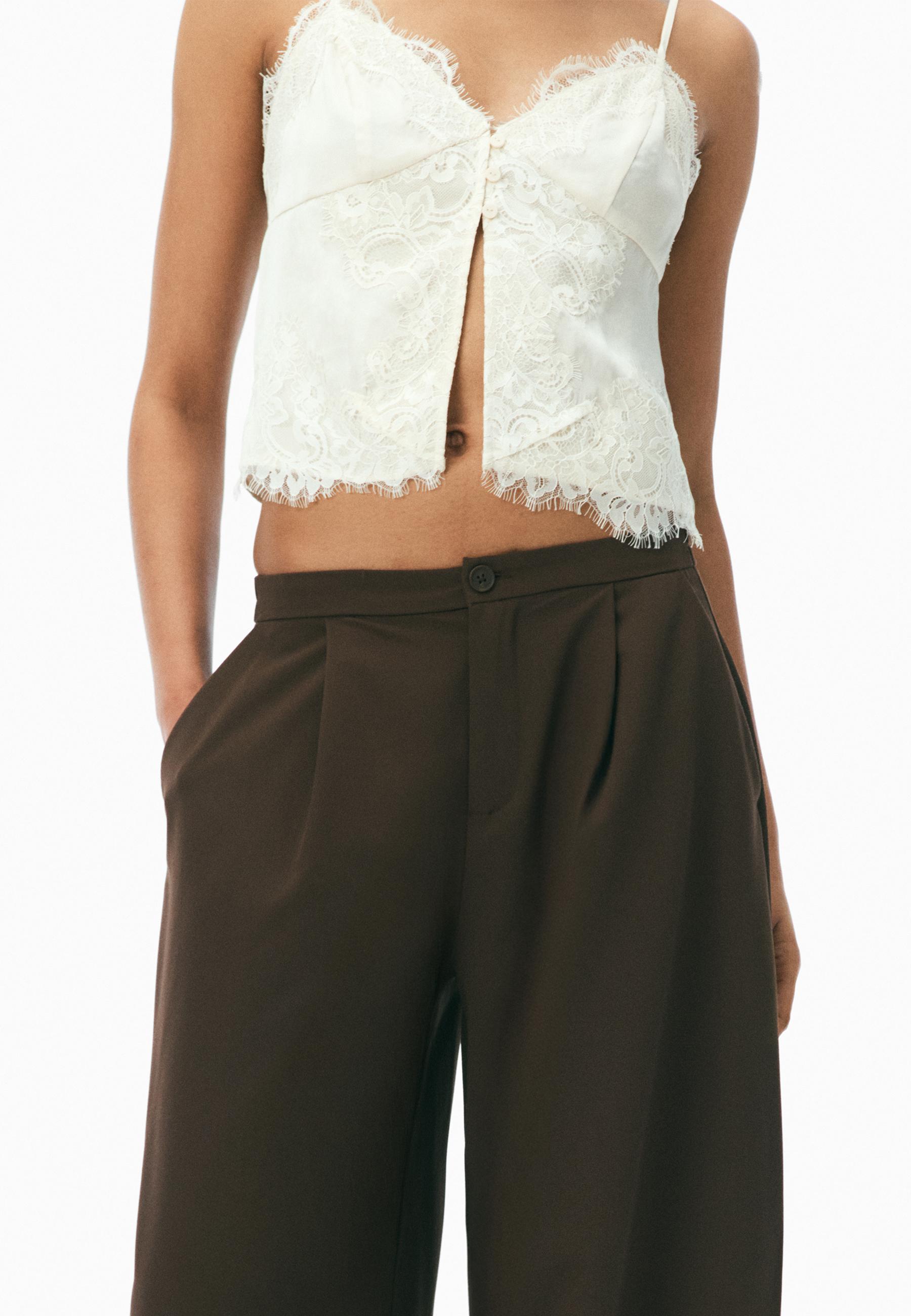 STRAPPY SATIN LACE TOP