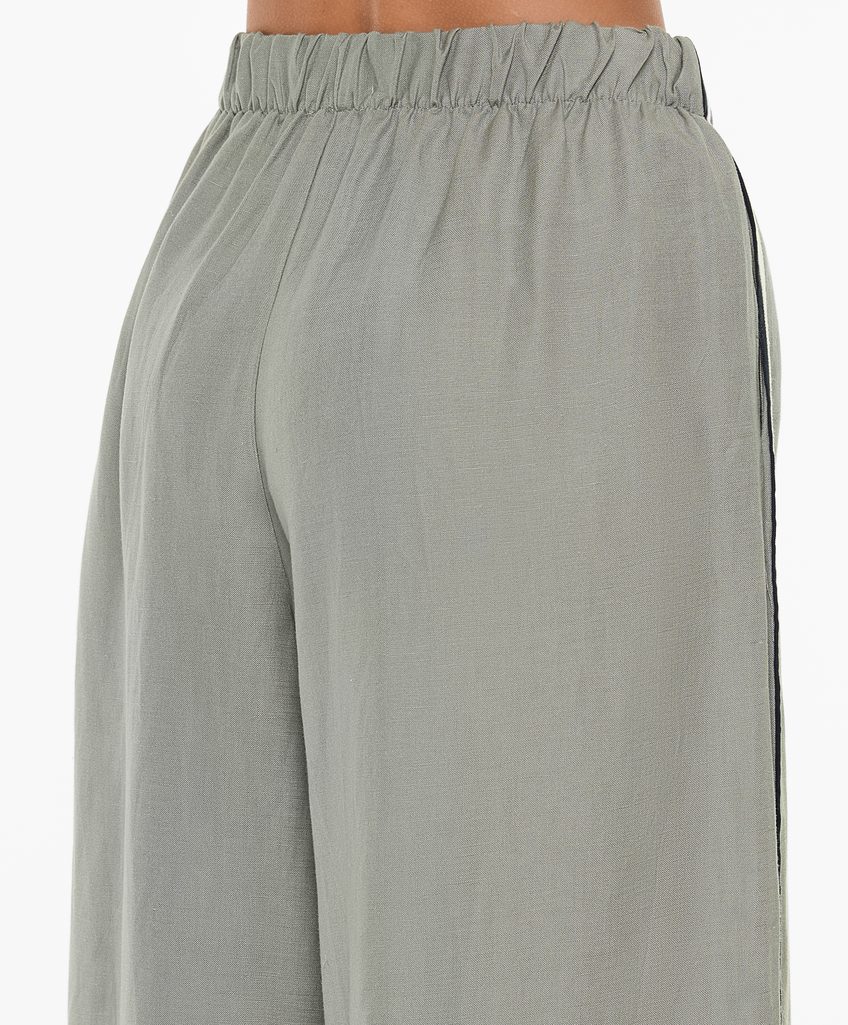 OYSHO Trousers with linen appliqué along the sides