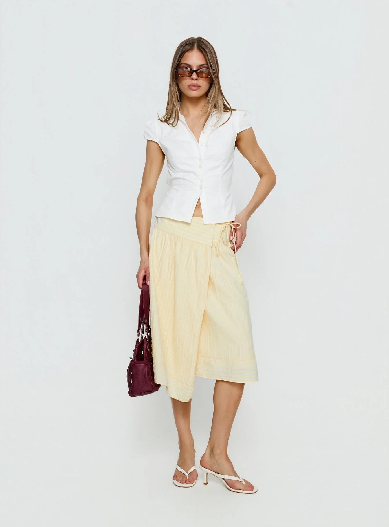 Sunney Wrap Midi Skirt Yellow