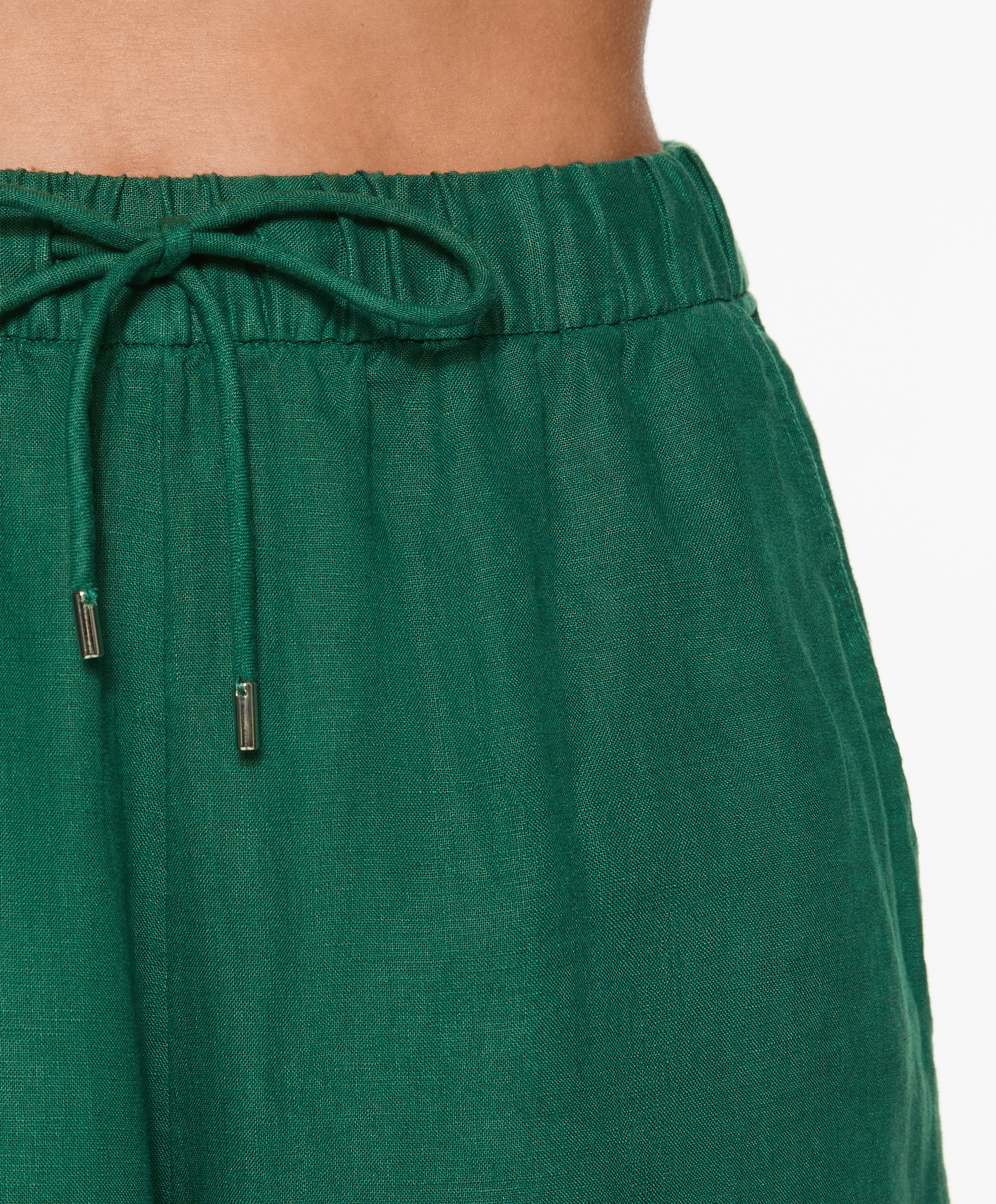 OYSHO 100% linen wide straight-leg trousers