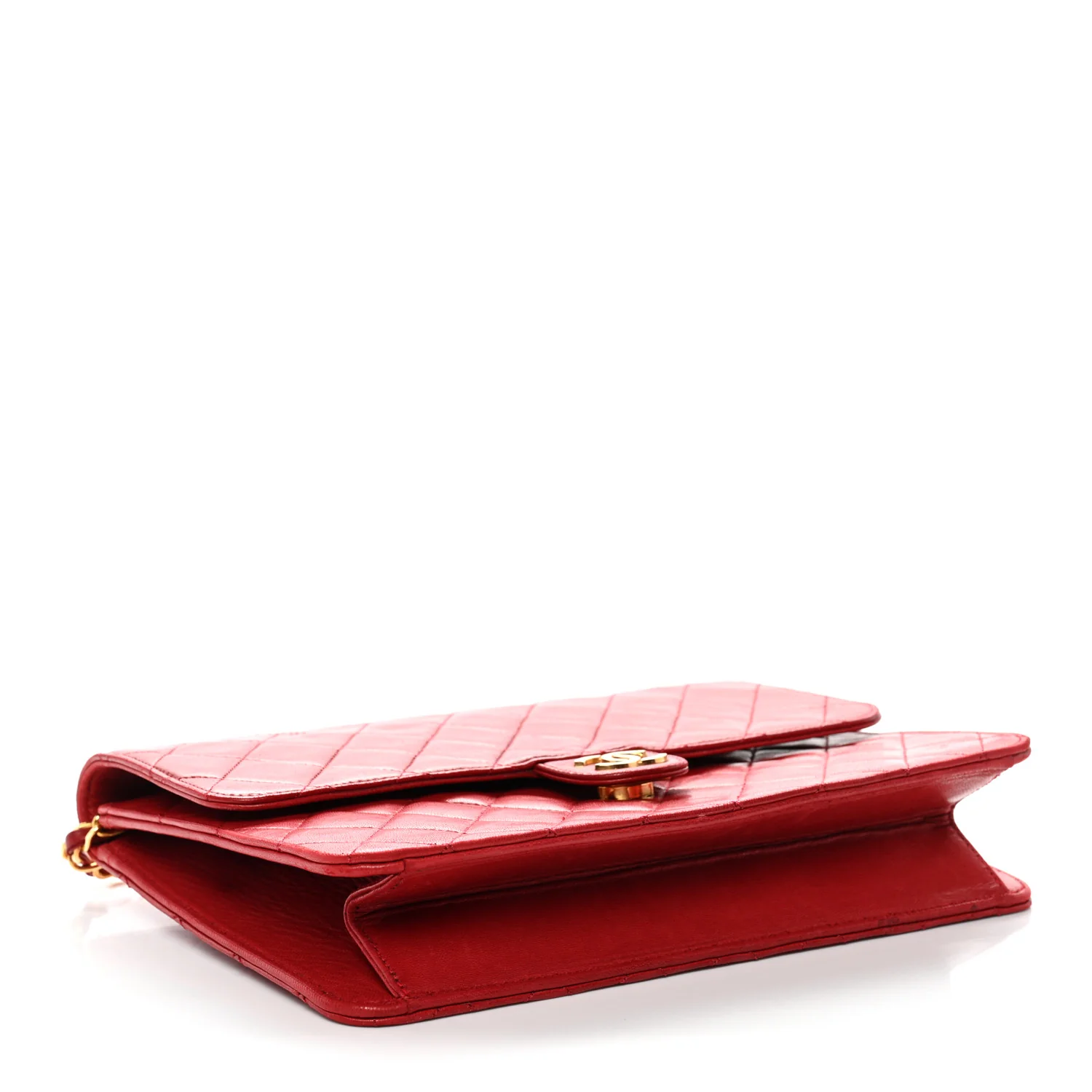 Lambskin Quilted Medium Single Flap Red - Top Club