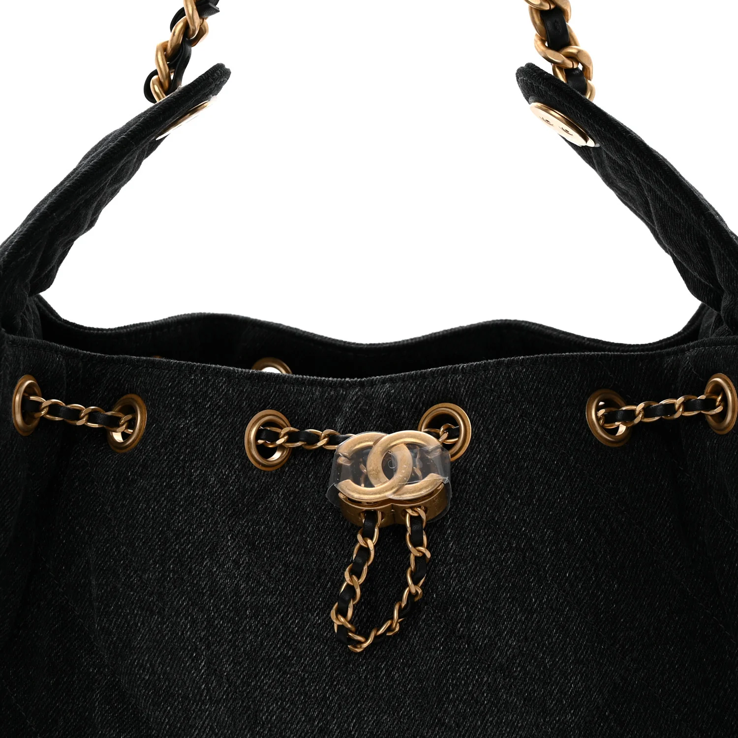 Washed Denim Quilted Small Chanel 25 Handbag Black - Top Club