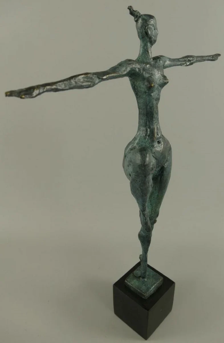 Luxury bronze sculpture dancer blue / black 36 x 8 x H. 52 cm - bronze figure with marble base - decorative accessories