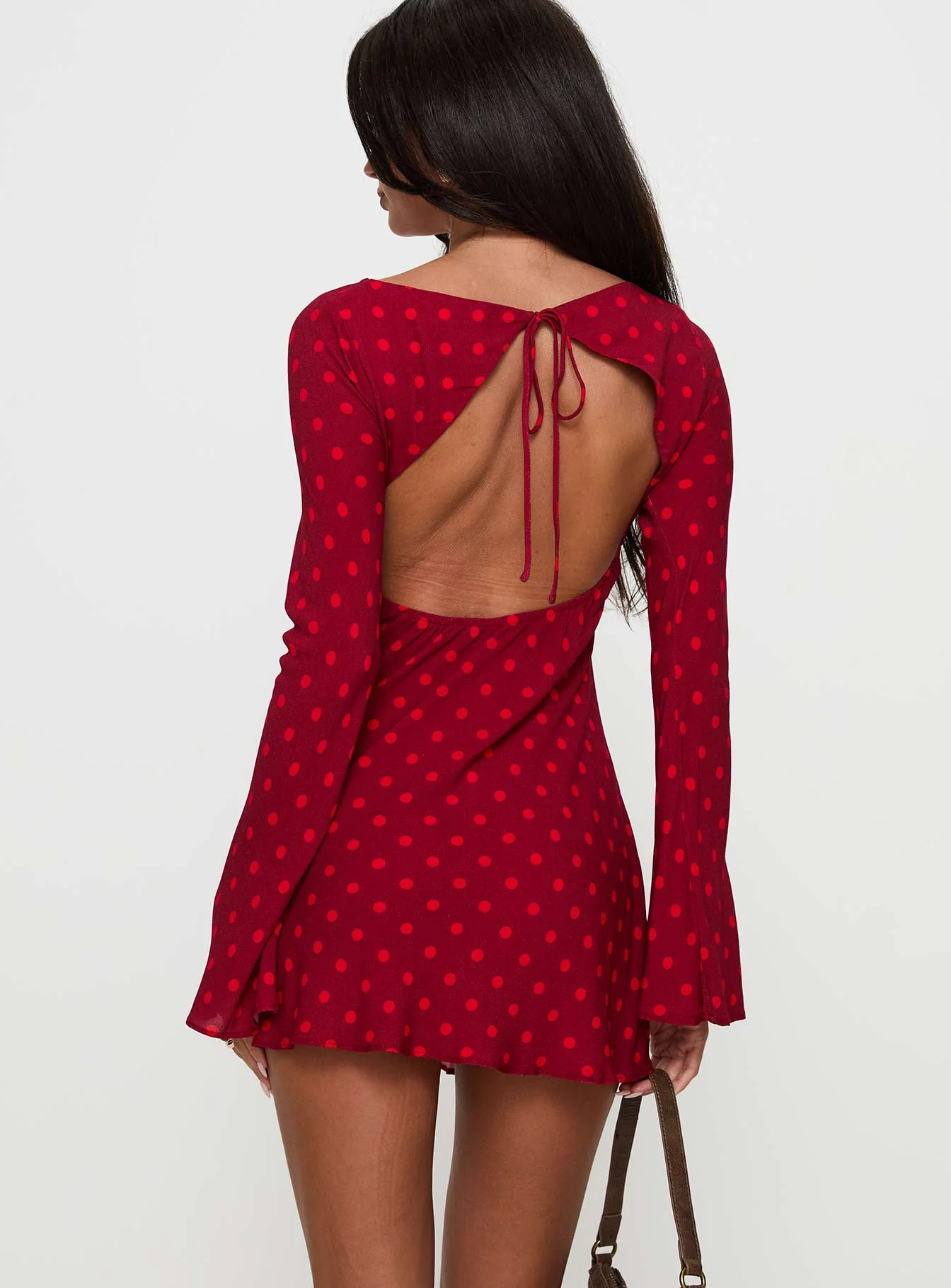 Good Graces Long Sleeve Mini Dress Red Dot